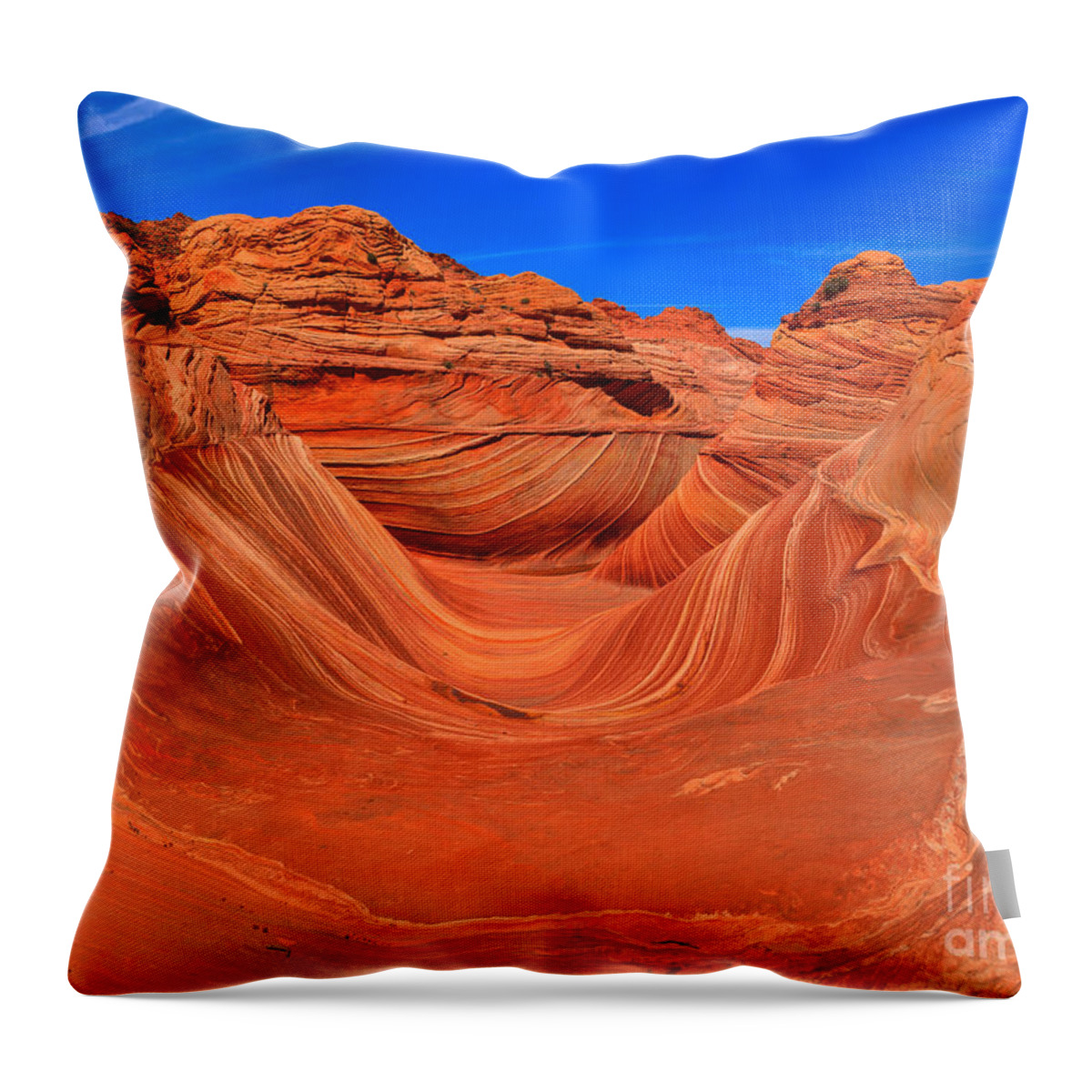 The Wave Throw Pillow featuring the photograph The Desert Wave by Adam Jewell
