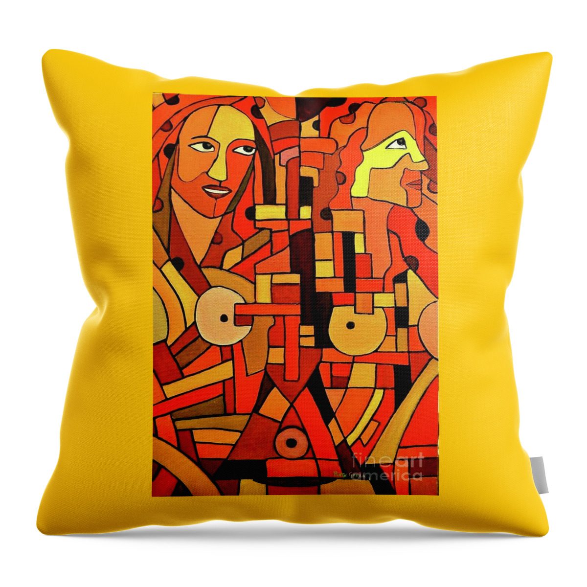 The Desire To Play In Red Throw Pillow featuring the painting The desire to play in red by Plata Garza