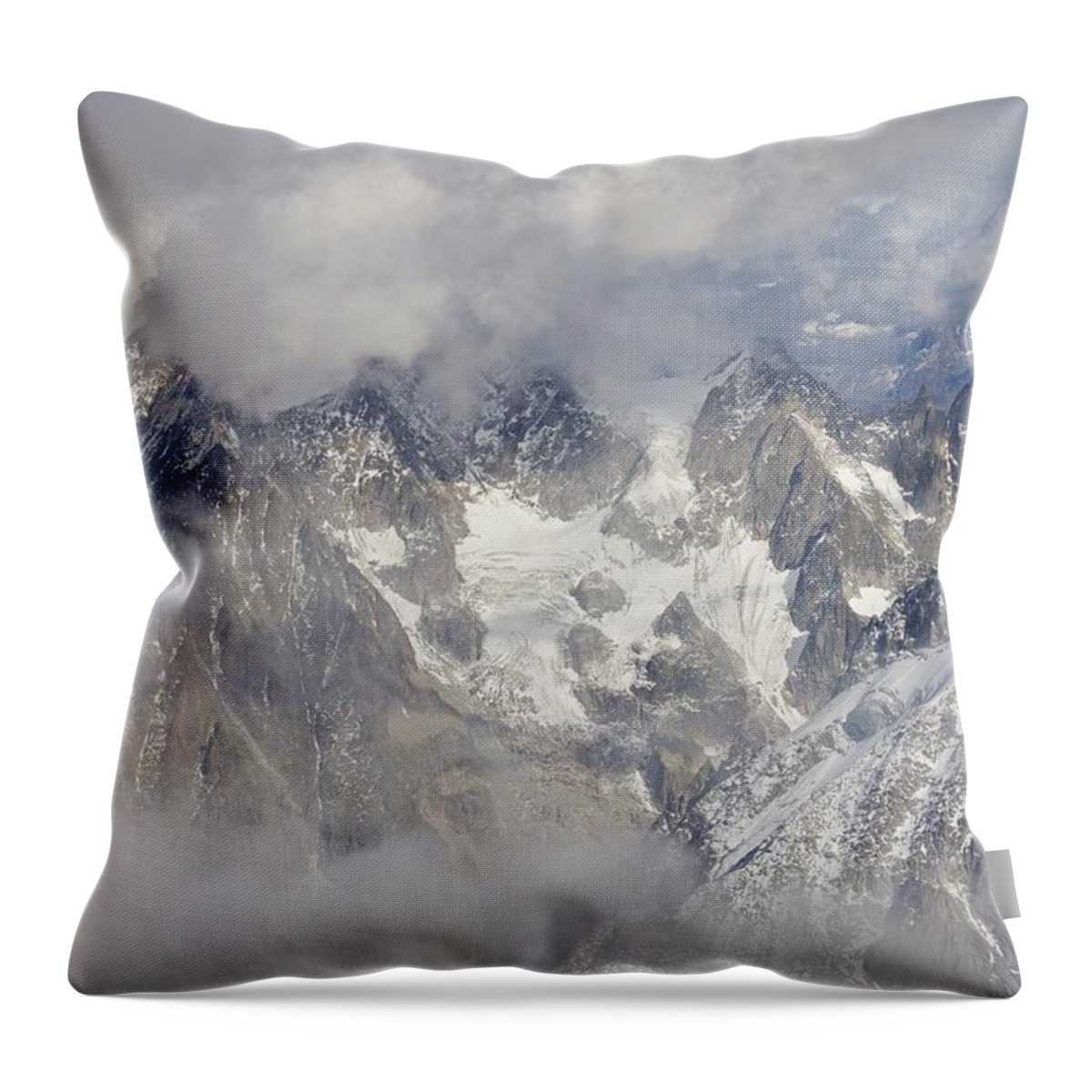 Aiguille Du Midi Throw Pillow featuring the photograph The Devils Teeth by Stephen Taylor