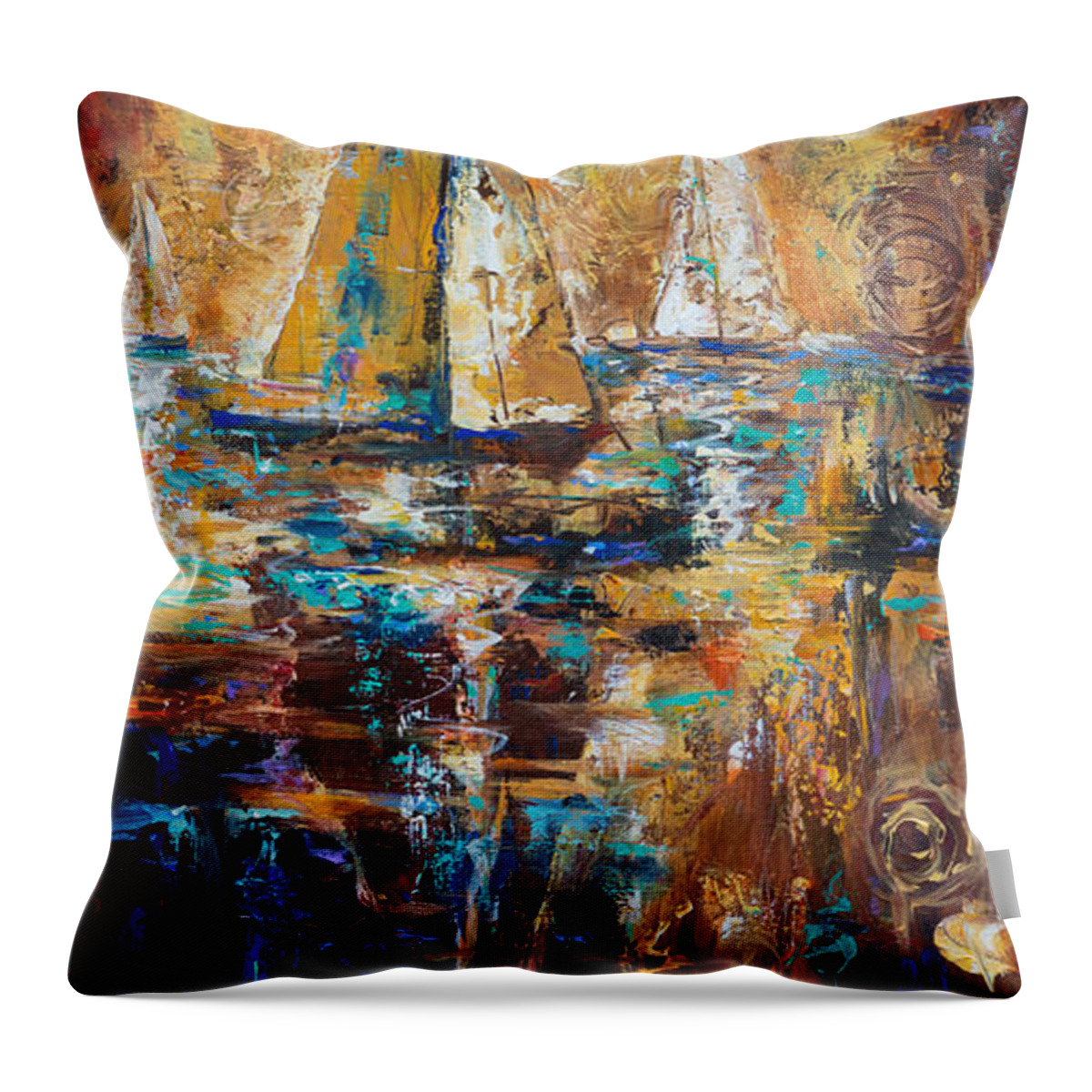 Sailing Throw Pillow featuring the painting The Doldrums by Linda Olsen
