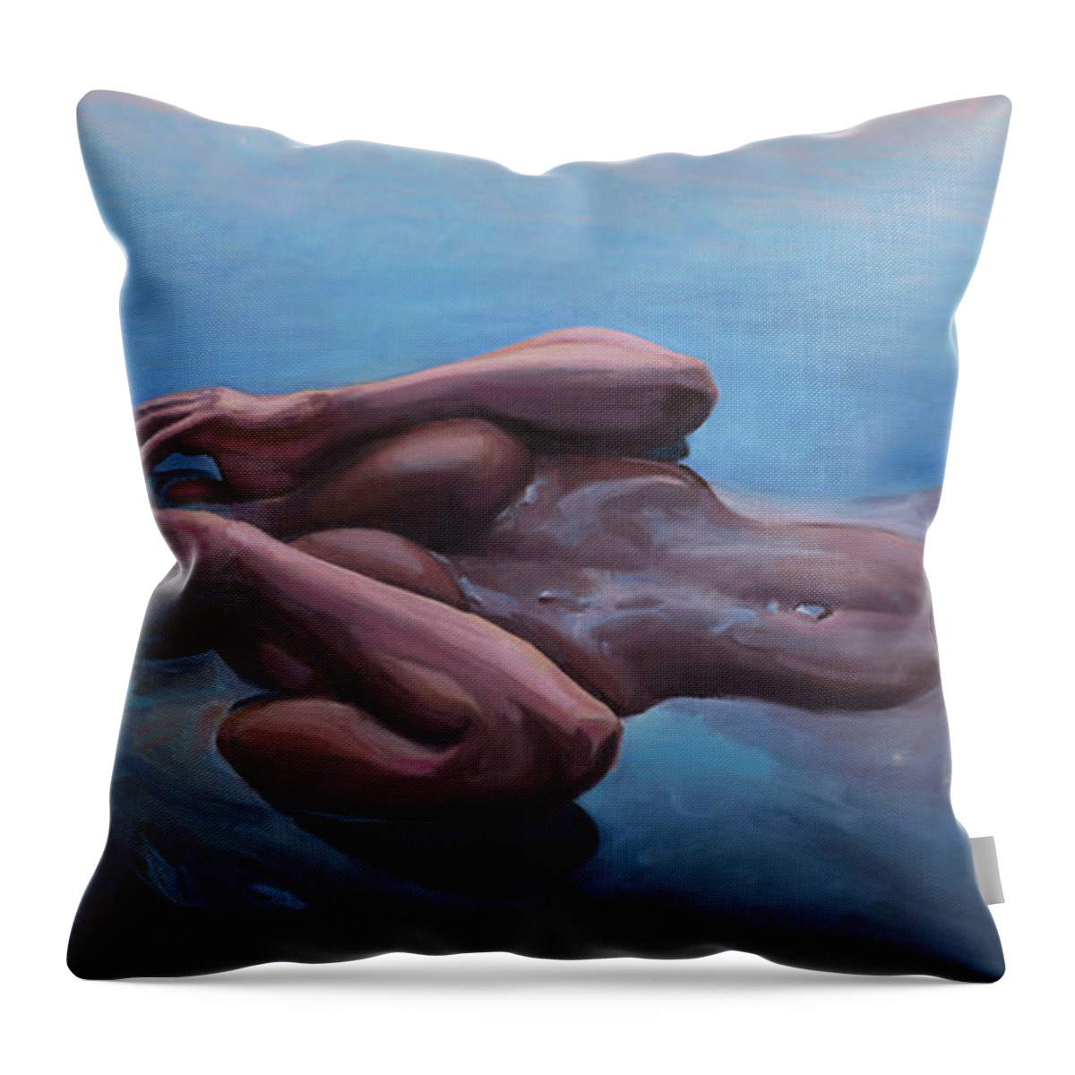 Lady Throw Pillow featuring the painting The dreaming mermaid by Marco Busoni