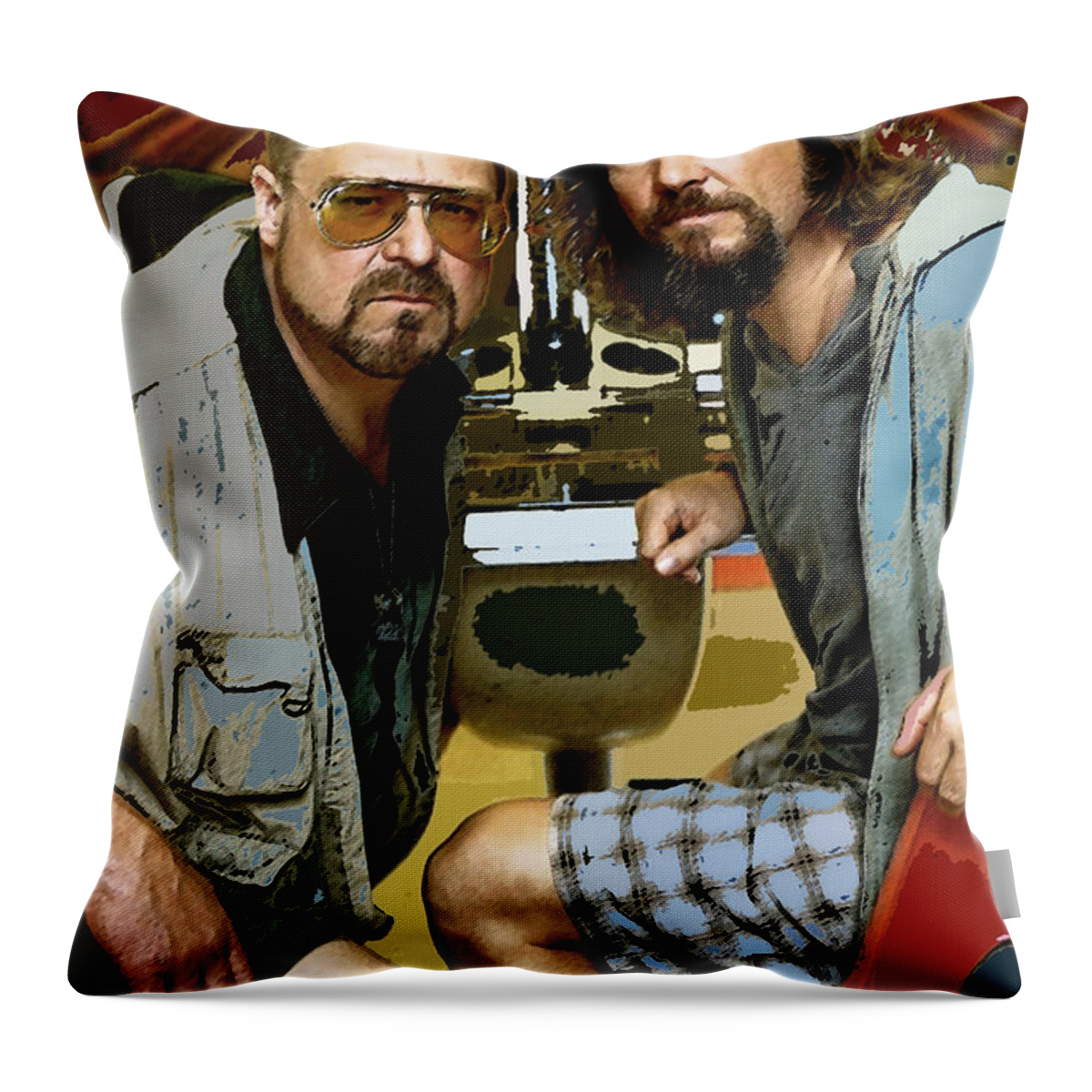The Dude Abides Throw Pillow featuring the mixed media The Dude Abides, The Big Lebowski by Thomas Pollart