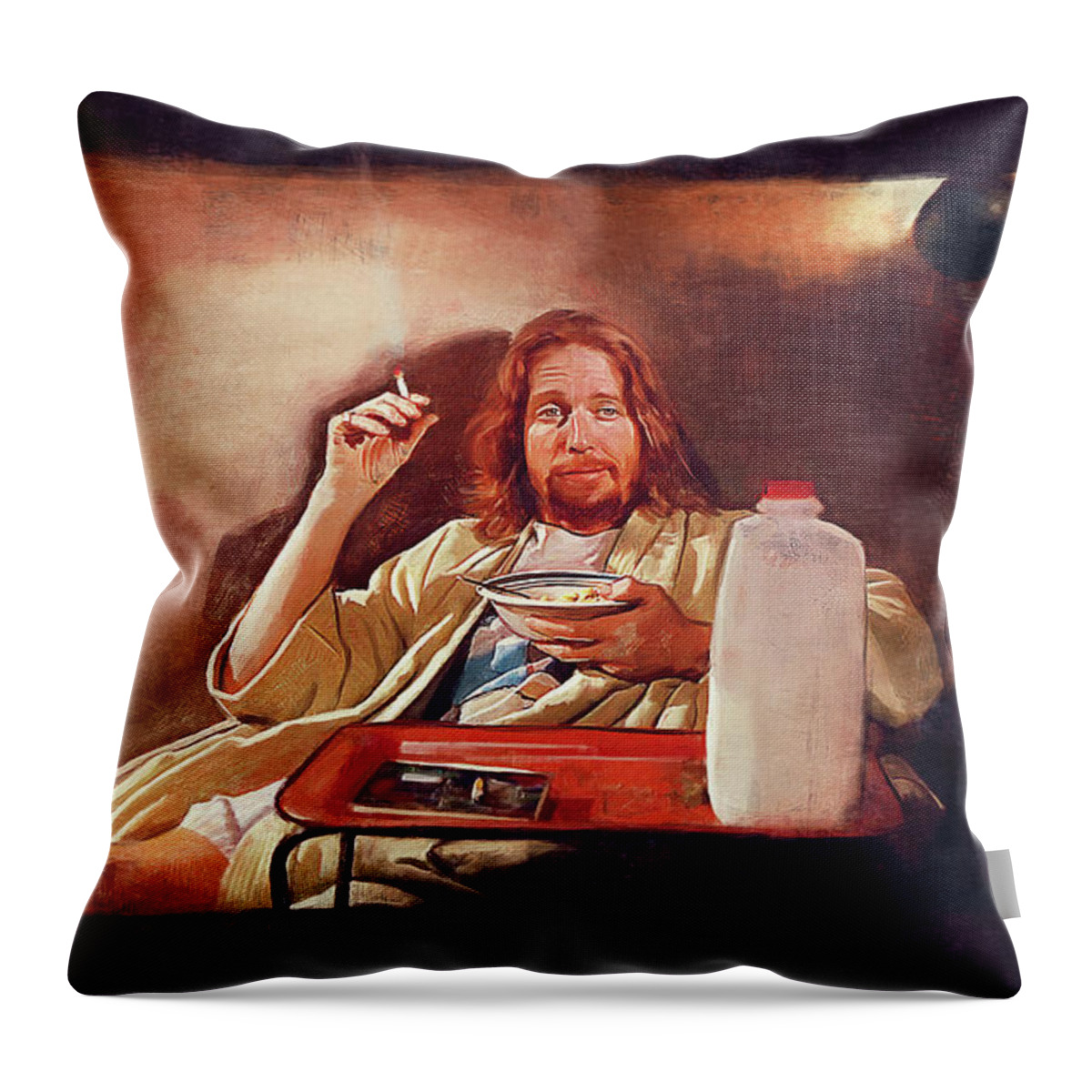 Pulp Throw Pillow featuring the painting The Dude - Lance - Pulp Fiction by Joseph Oland