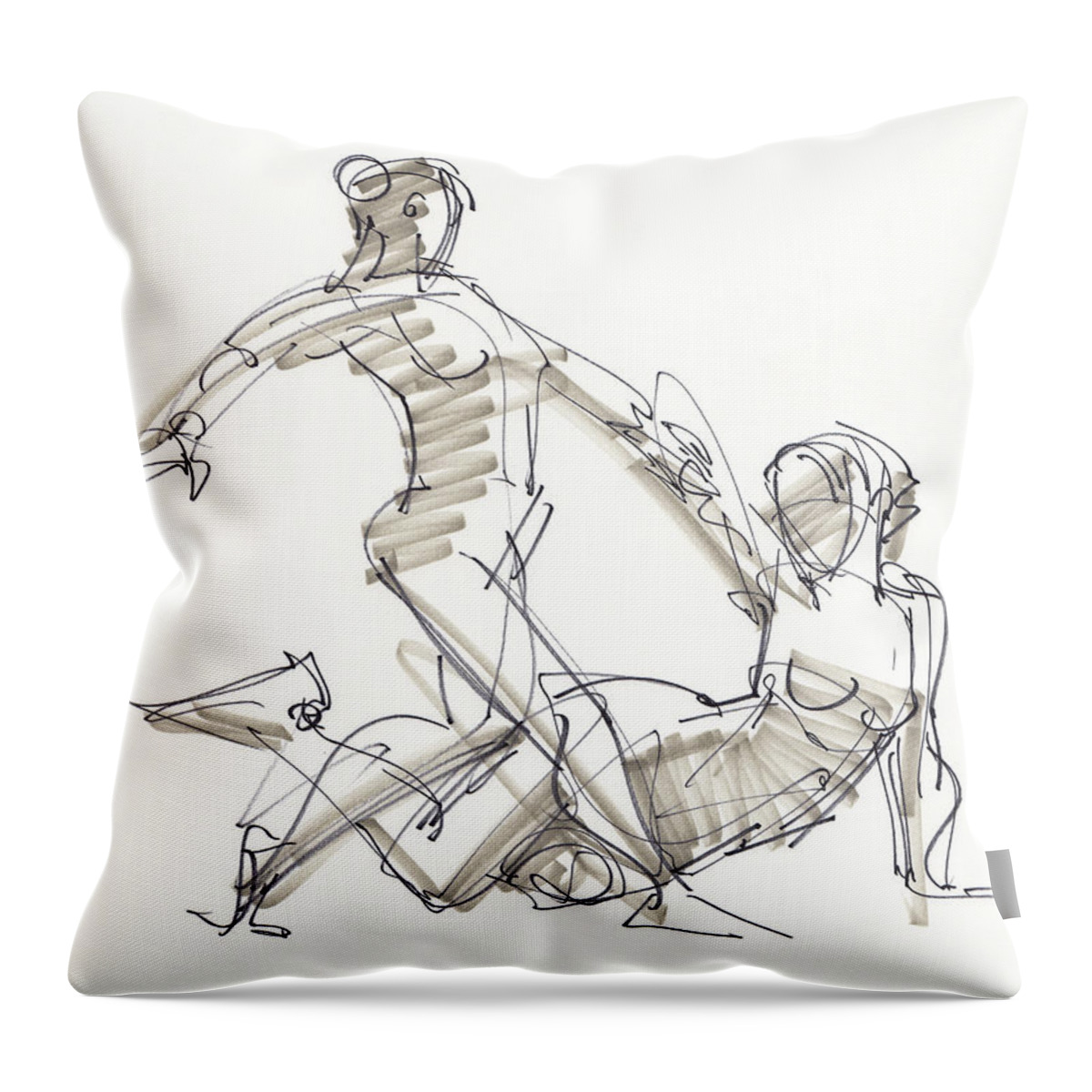 Women Throw Pillow featuring the drawing The Duo by Judith Kunzle