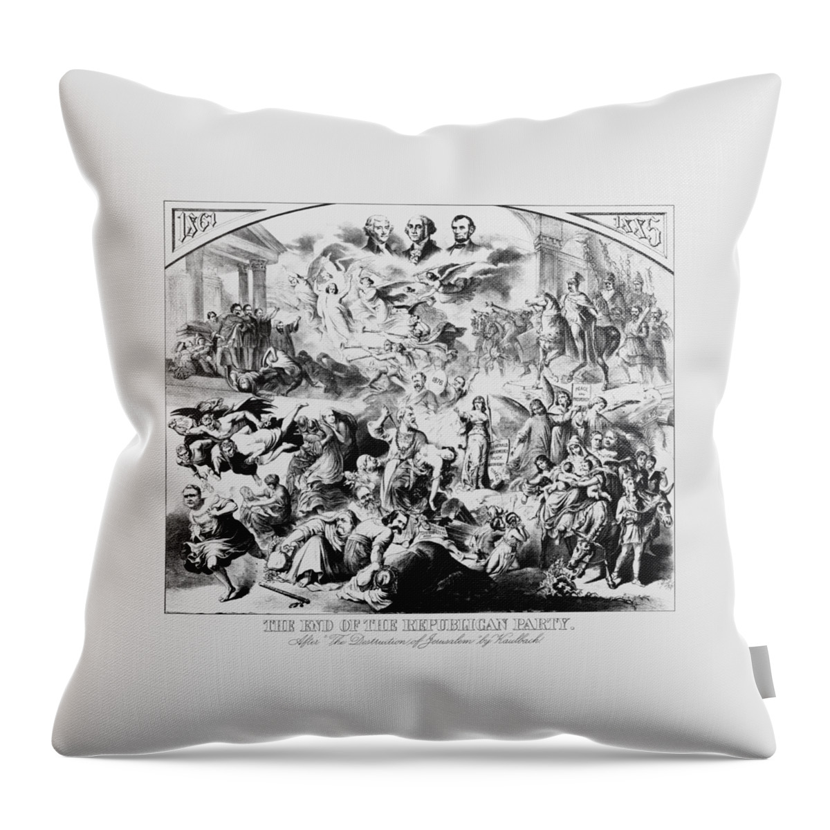 George Washington Throw Pillow featuring the mixed media The End Of The Republican Party by War Is Hell Store