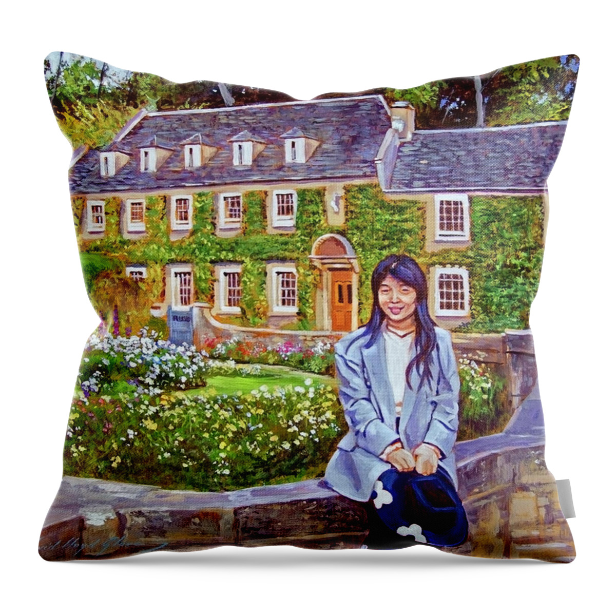 Landscape Throw Pillow featuring the painting The English Tourist by David Lloyd Glover