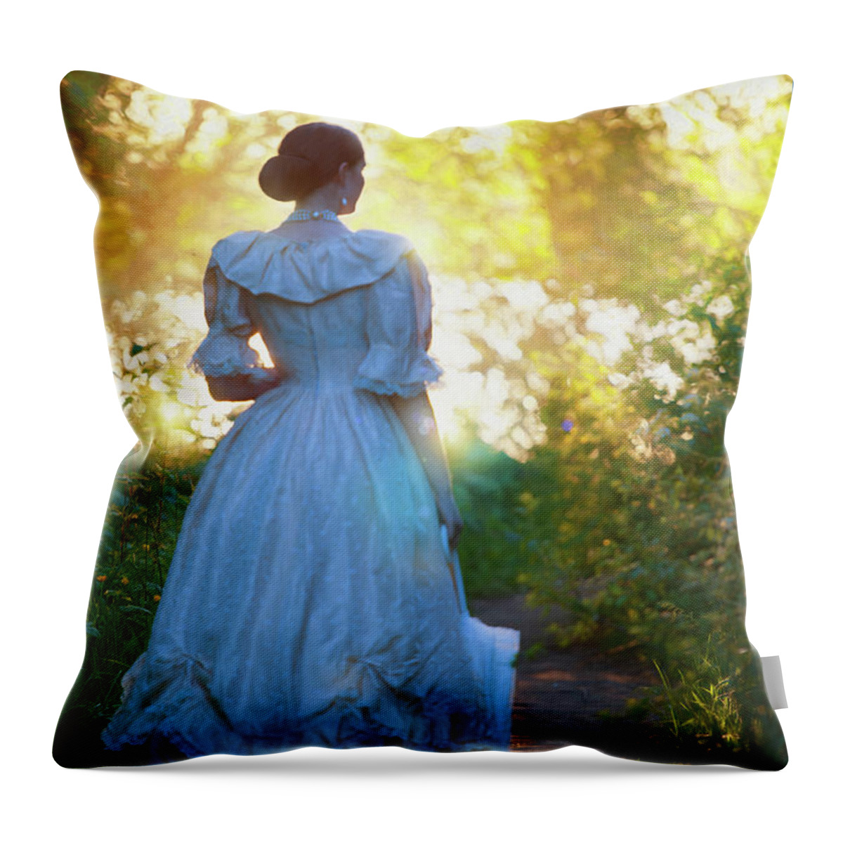 Victorian Throw Pillow featuring the photograph The Evening Walk by Lee Avison