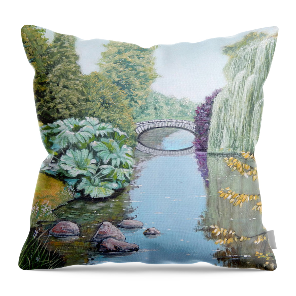 Garden Throw Pillow featuring the painting The Eye of the Garden by Arie Van der Wijst