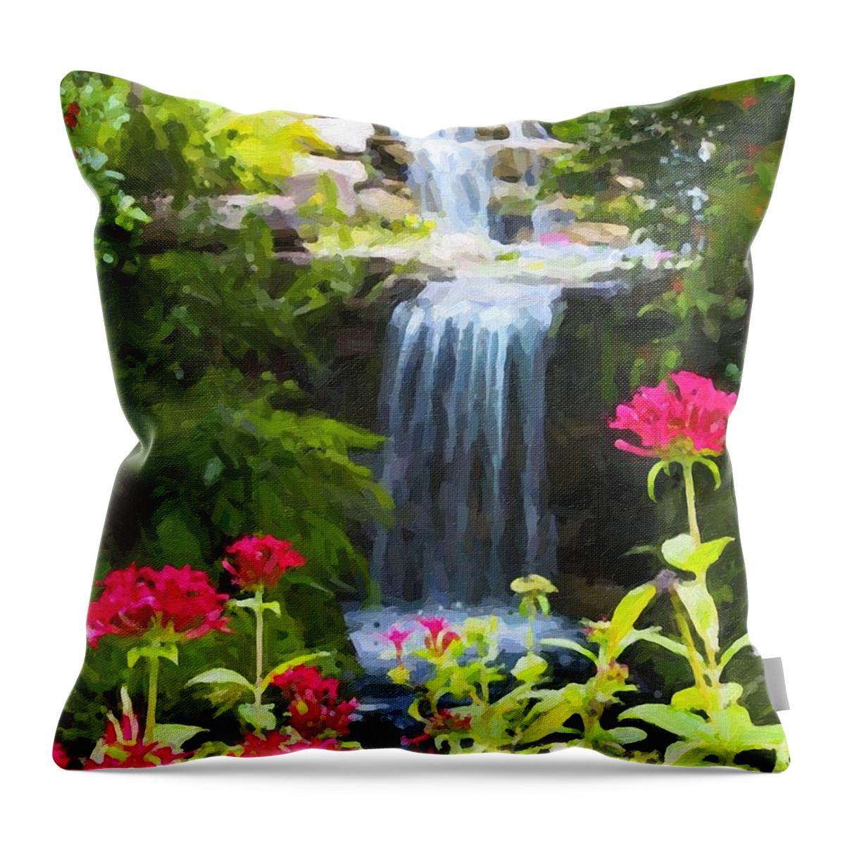 Waterfall Throw Pillow featuring the painting The Falls by Tammy Lee Bradley