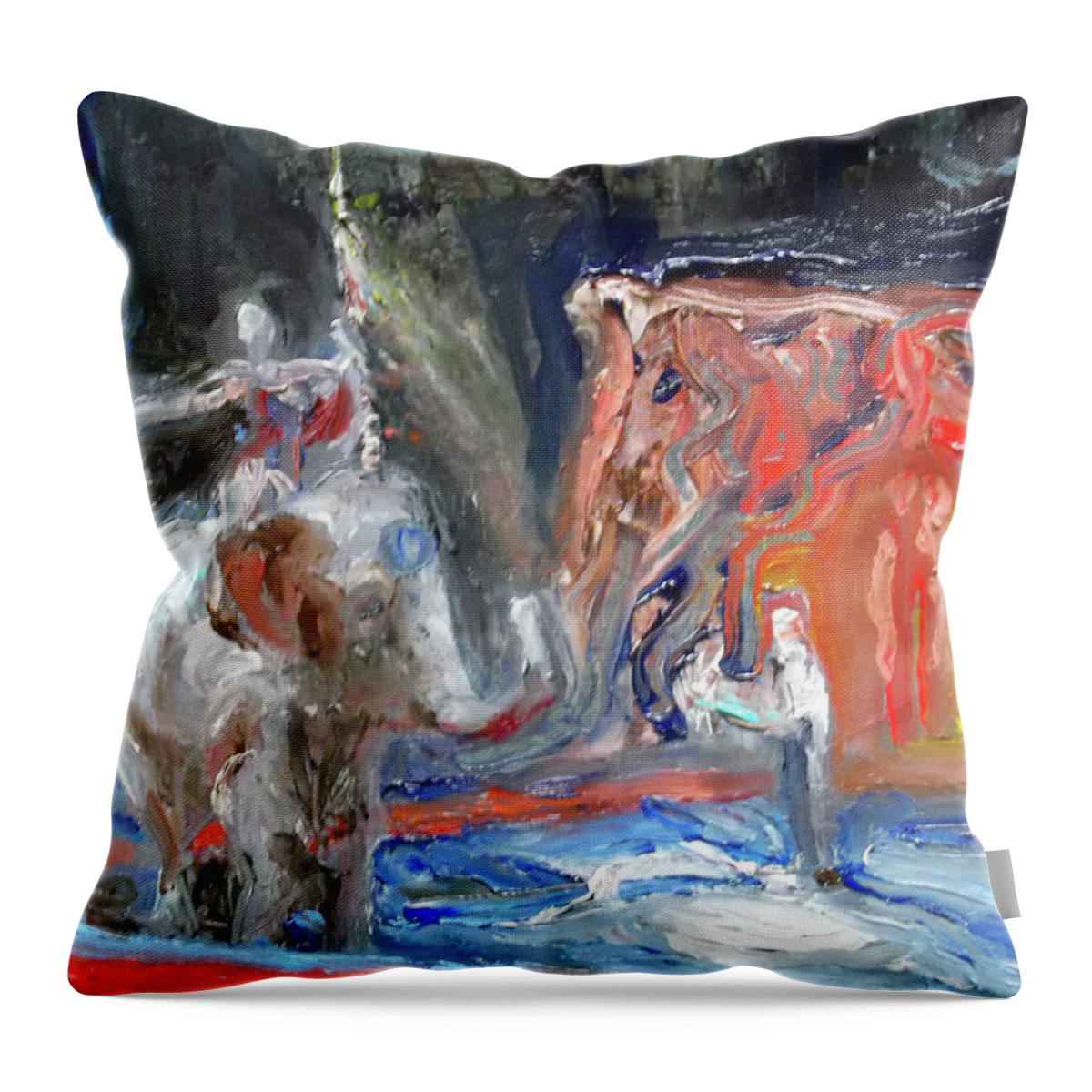 Elephant Throw Pillow featuring the painting The Final Curtain by Susan Esbensen