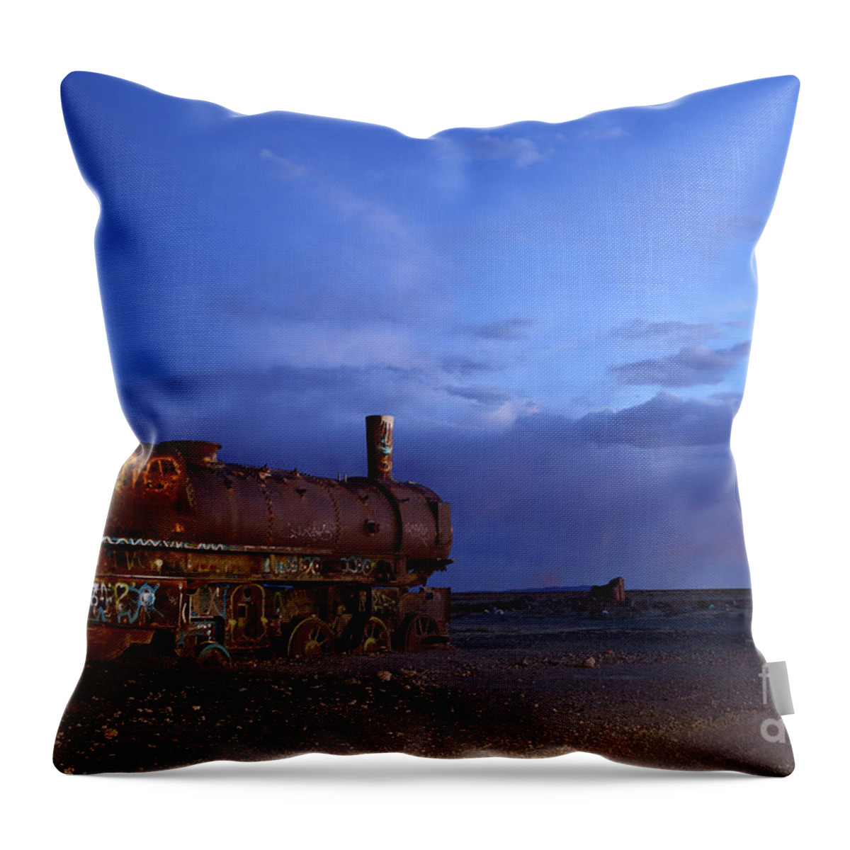 Railway Throw Pillow featuring the photograph The Final Days of Steam Trains Uyuni Bolivia by James Brunker