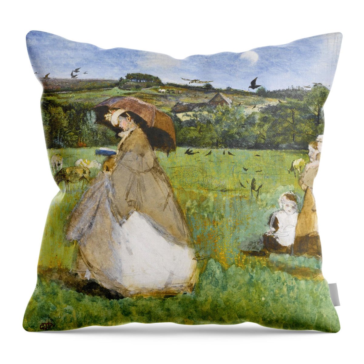 George John Pinwell Throw Pillow featuring the drawing The Fine Lady by George John Pinwell