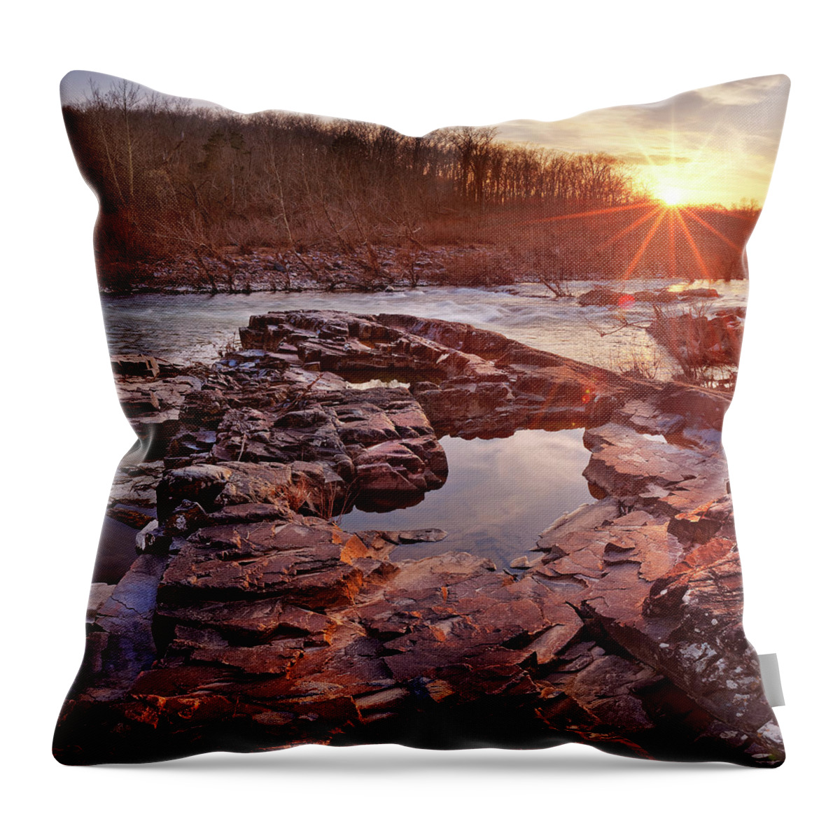 The Fish Trap Throw Pillow featuring the photograph The Fish Trap, St. Francois River, Missouri by Robert Charity