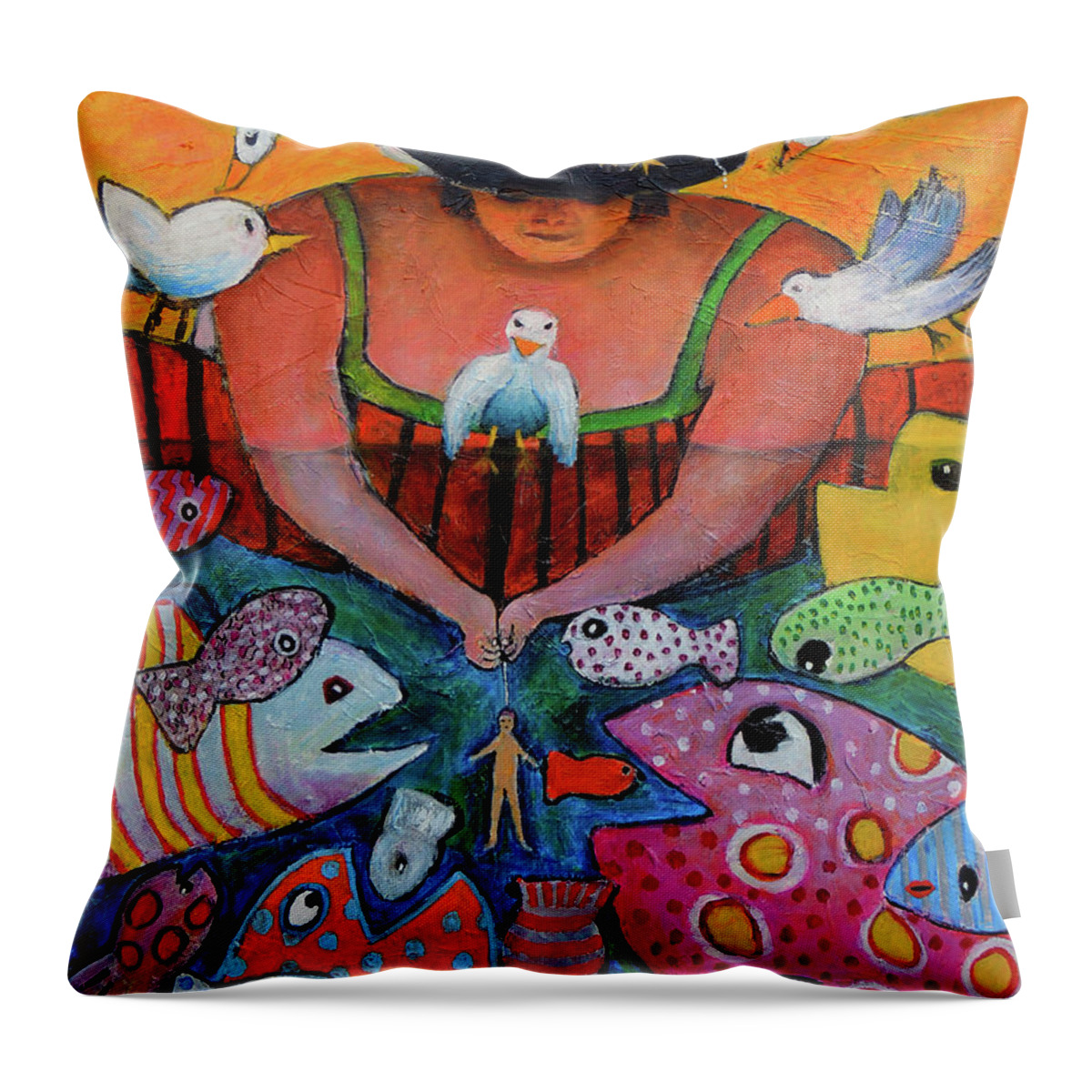 Animals Throw Pillow featuring the painting The Fisherman's Almanac by Jeremy Holton