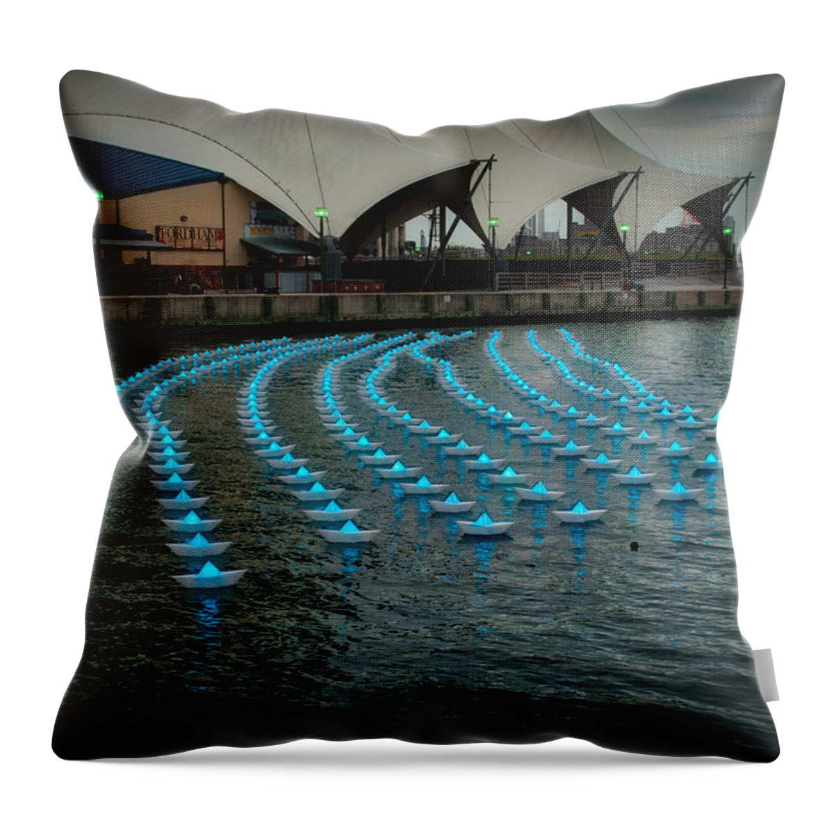 #lightcitybaltimore Throw Pillow featuring the photograph The Floating Lights by Mark Dodd