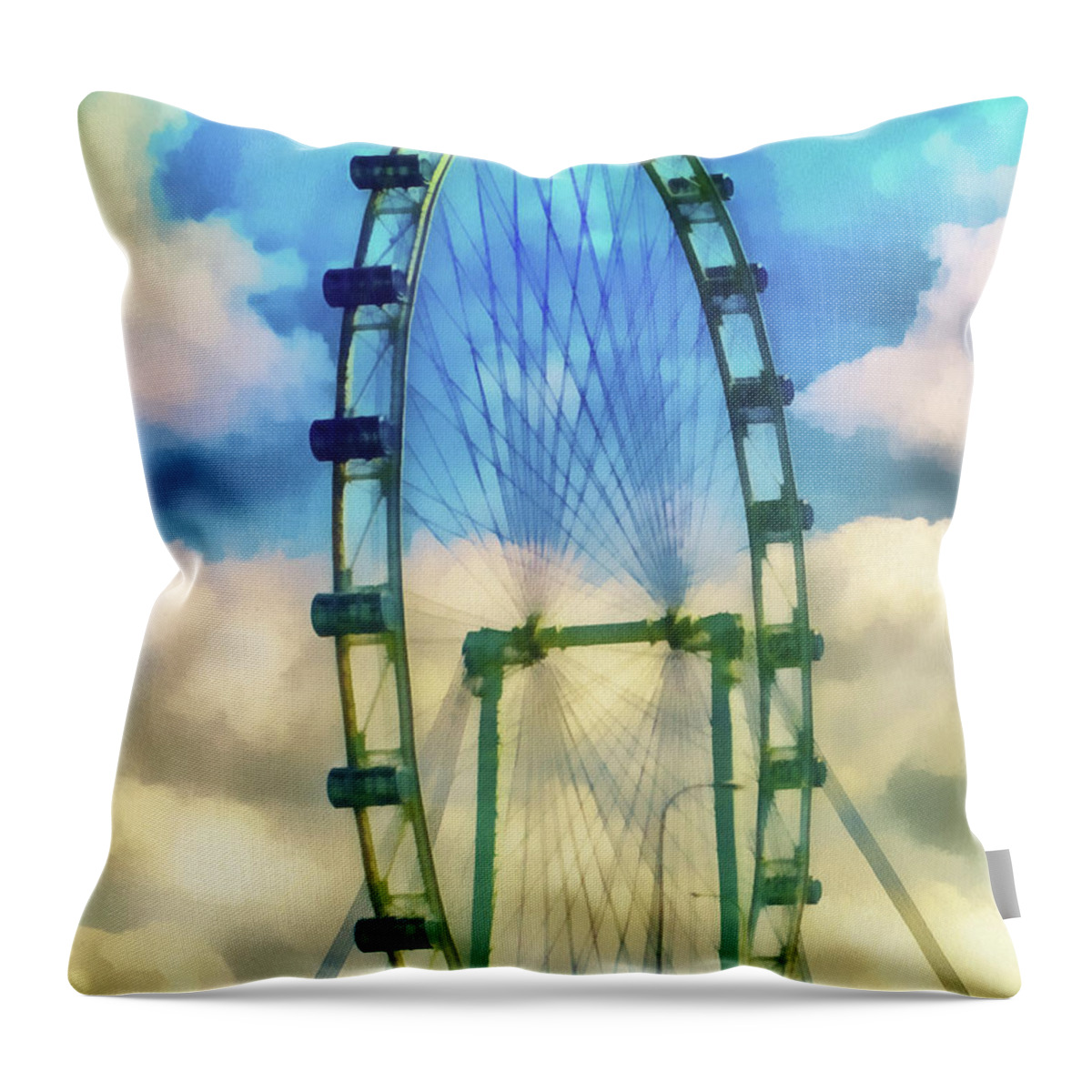 Ferris Wheel Throw Pillow featuring the photograph The Flyer by Joseph Hollingsworth