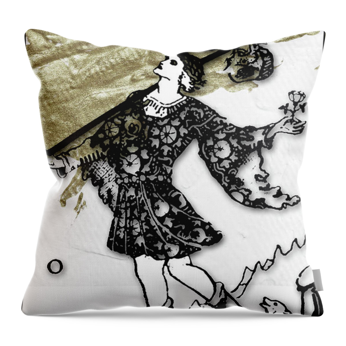 Mystical Art Throw Pillow featuring the painting The Fool Arcana by Mindy Sommers