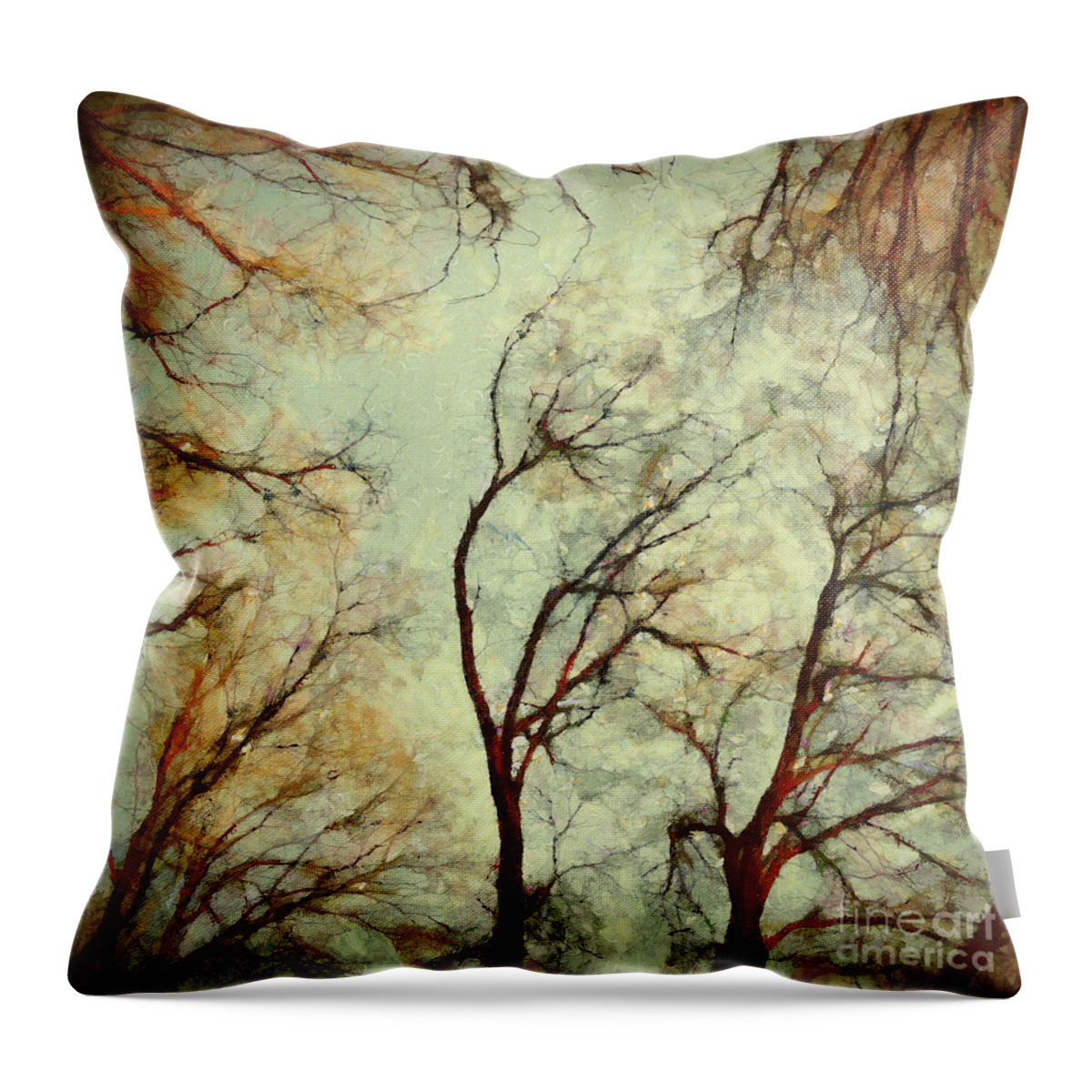 Landscape Throw Pillow featuring the painting The Forest by Dimitar Hristov