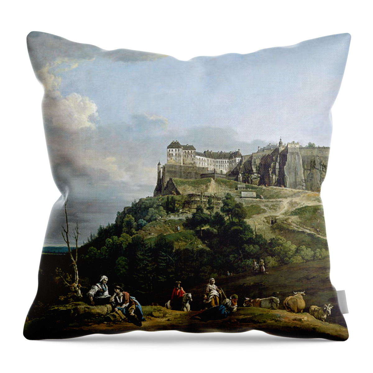 Bernardo Bellotto Throw Pillow featuring the painting The Fortress of Konigstein by Bernardo Bellotto
