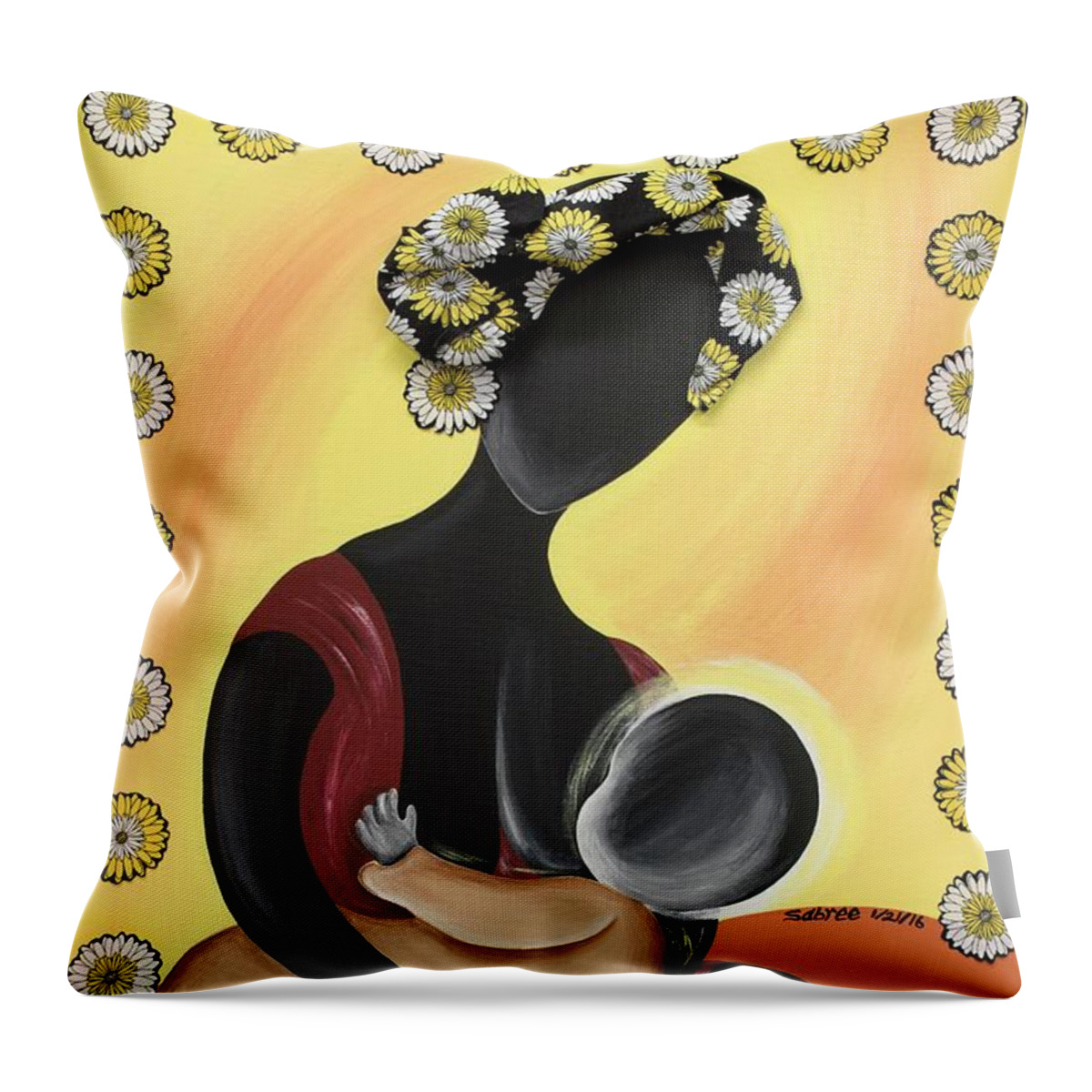 Sabree Throw Pillow featuring the painting The Fountain of Life II by Patricia Sabreee