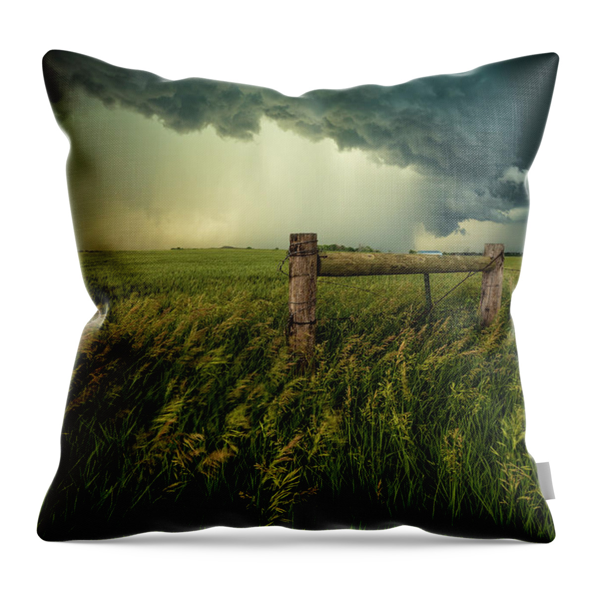 Shelf Cloud Throw Pillow featuring the photograph The Frayed Ends Of Sanity by Aaron J Groen