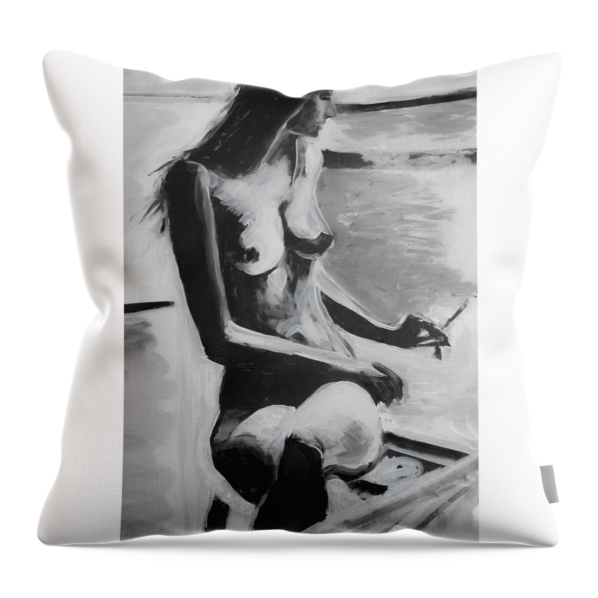 Beautiful Throw Pillow featuring the painting The French Balcony by Jarko Aka Lui Grande