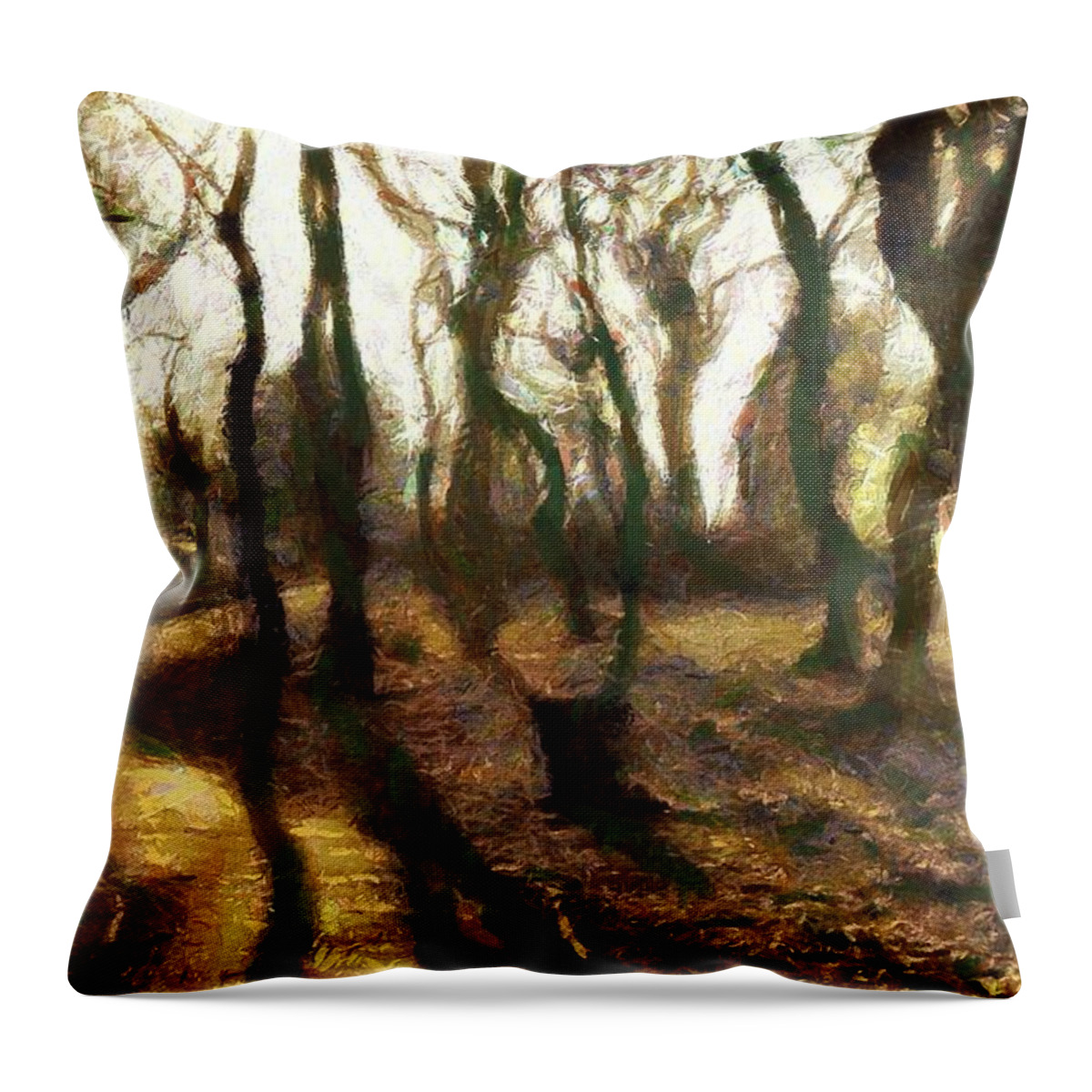 Nature Throw Pillow featuring the digital art The frightening forest by Gun Legler