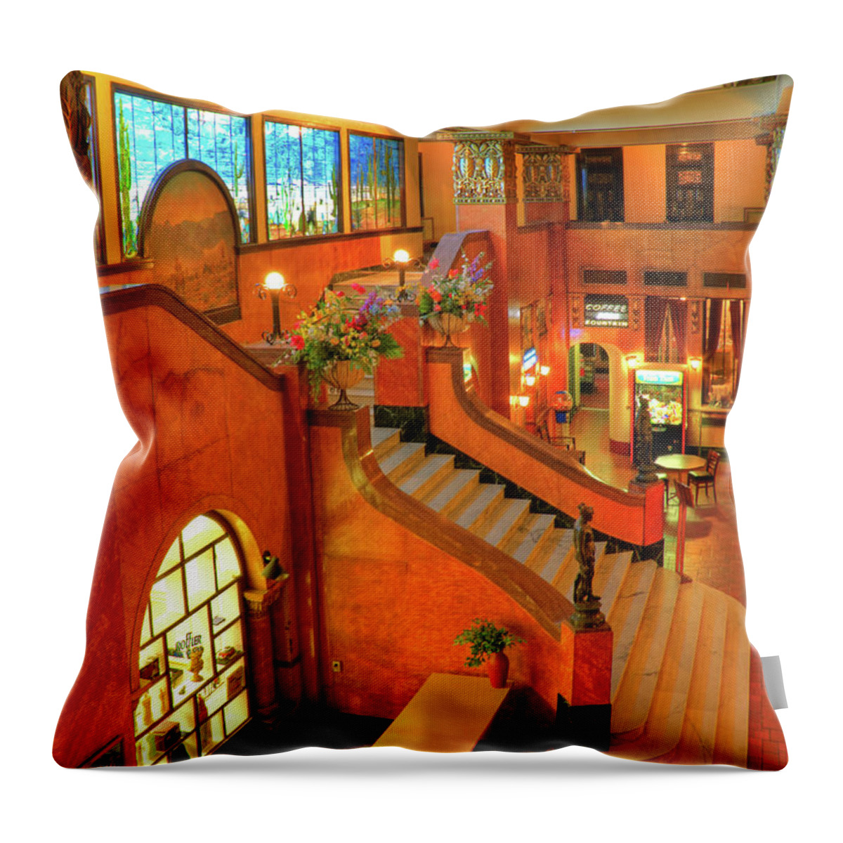 Gadsden Hotel Throw Pillow featuring the photograph The Gadsden Hotel in Douglas Arizona by Charlene Mitchell