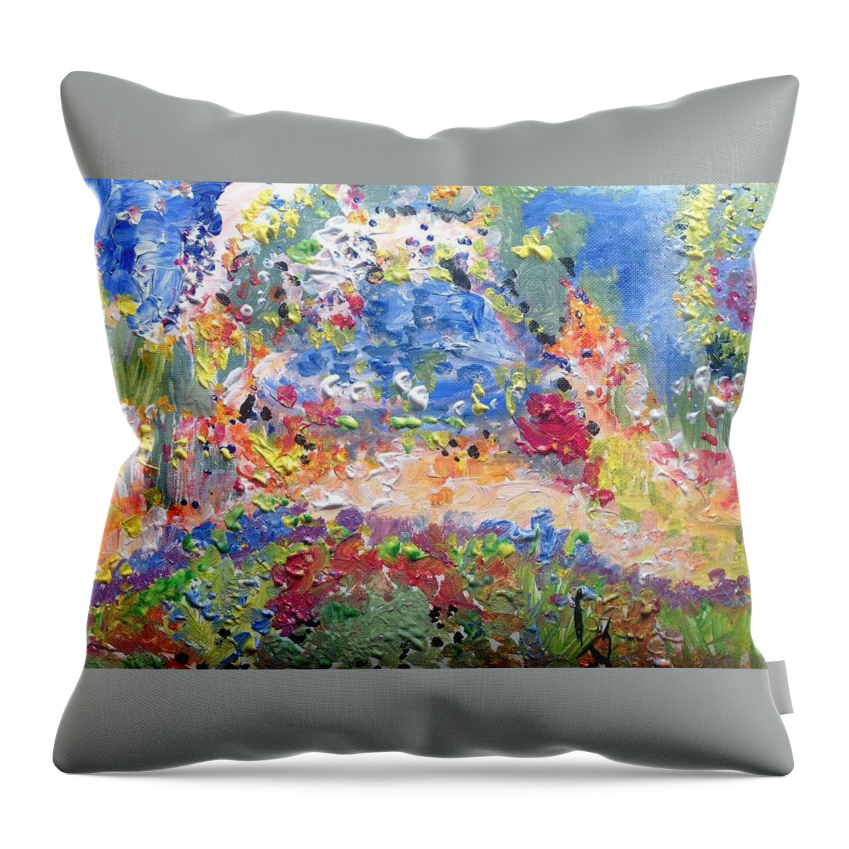 Ego Throw Pillow featuring the painting The garden had no ego by Judith Desrosiers