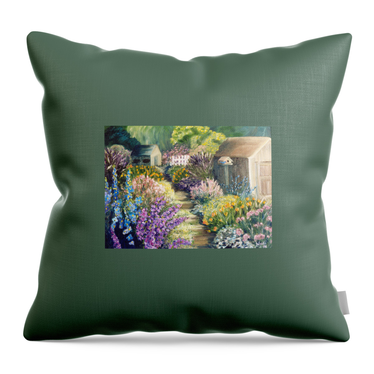 Impressionism Throw Pillow featuring the painting The Garden Path by Renate Wesley