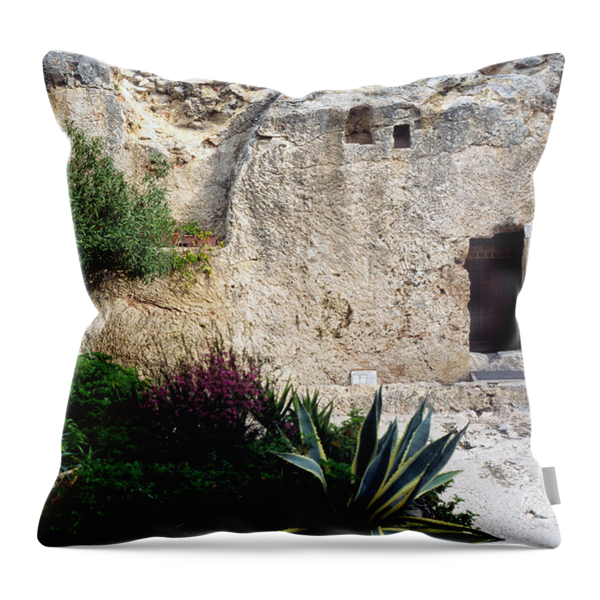 Israel Throw Pillow featuring the photograph The Garden Tomb by Thomas R Fletcher
