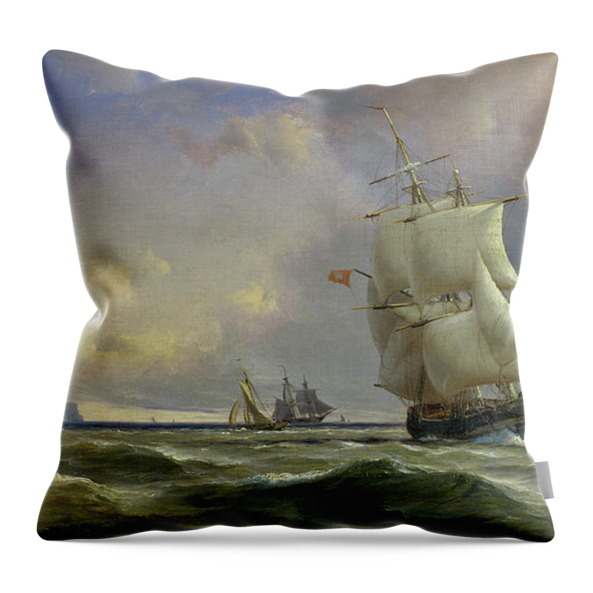 The Throw Pillow featuring the painting The Gathering Storm by Anton Melbye