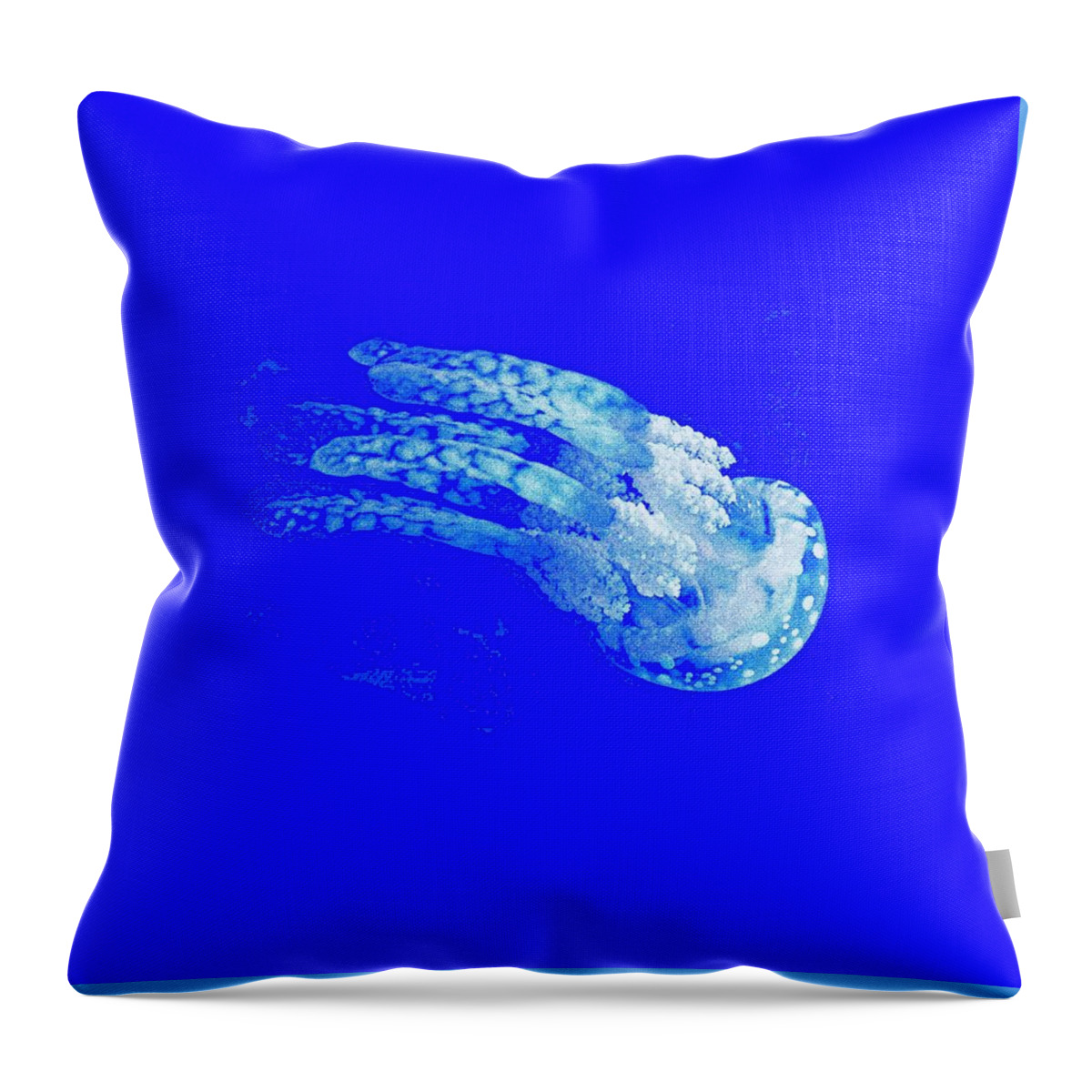 Jellyfish Throw Pillow featuring the painting The Glowing Jelly Fish by Adam Asar by Celestial Images