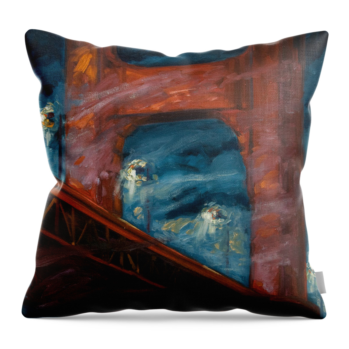 Bridge Throw Pillow featuring the painting The Golden Gate by Rick Nederlof