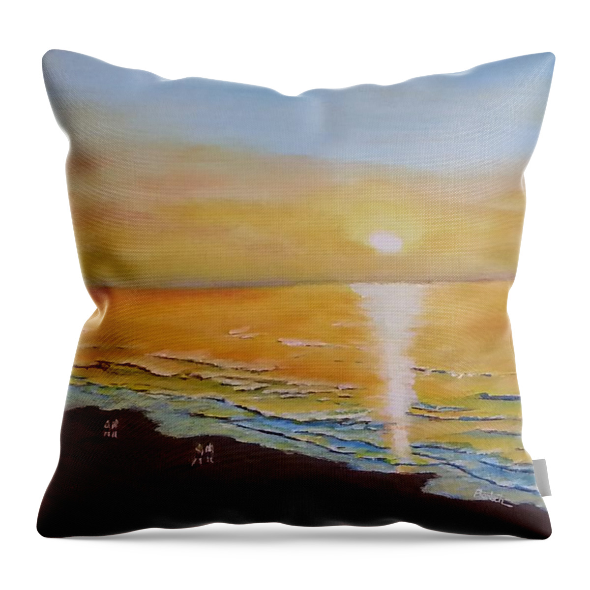 Ocean Throw Pillow featuring the painting The Golden Ocean by David Bartsch