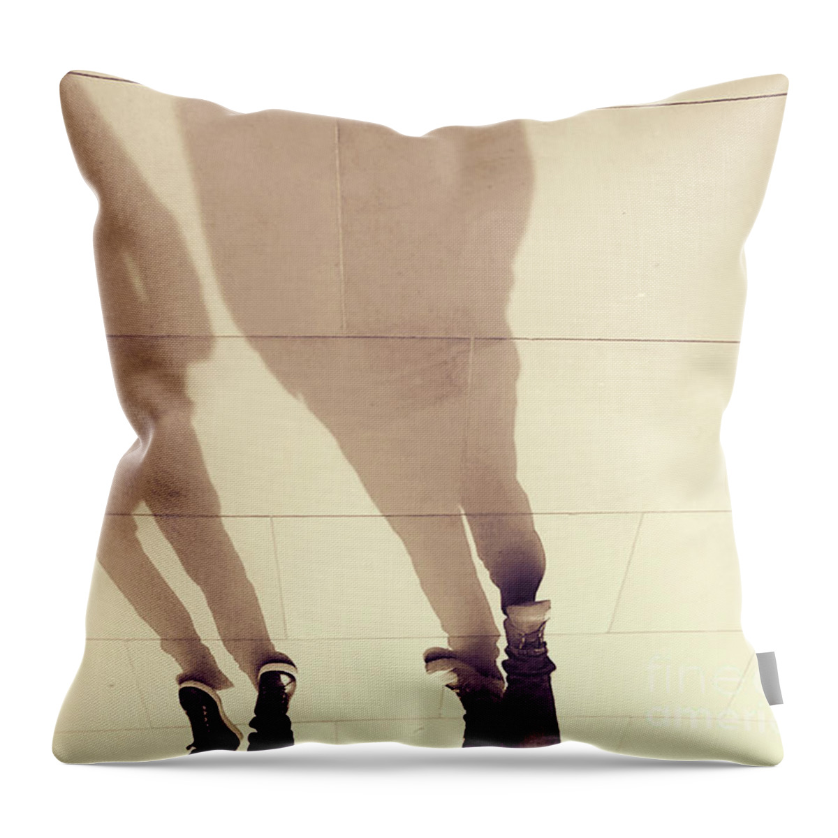 Street Photography Throw Pillow featuring the photograph The Golden Path - Shadows by Rebecca Harman