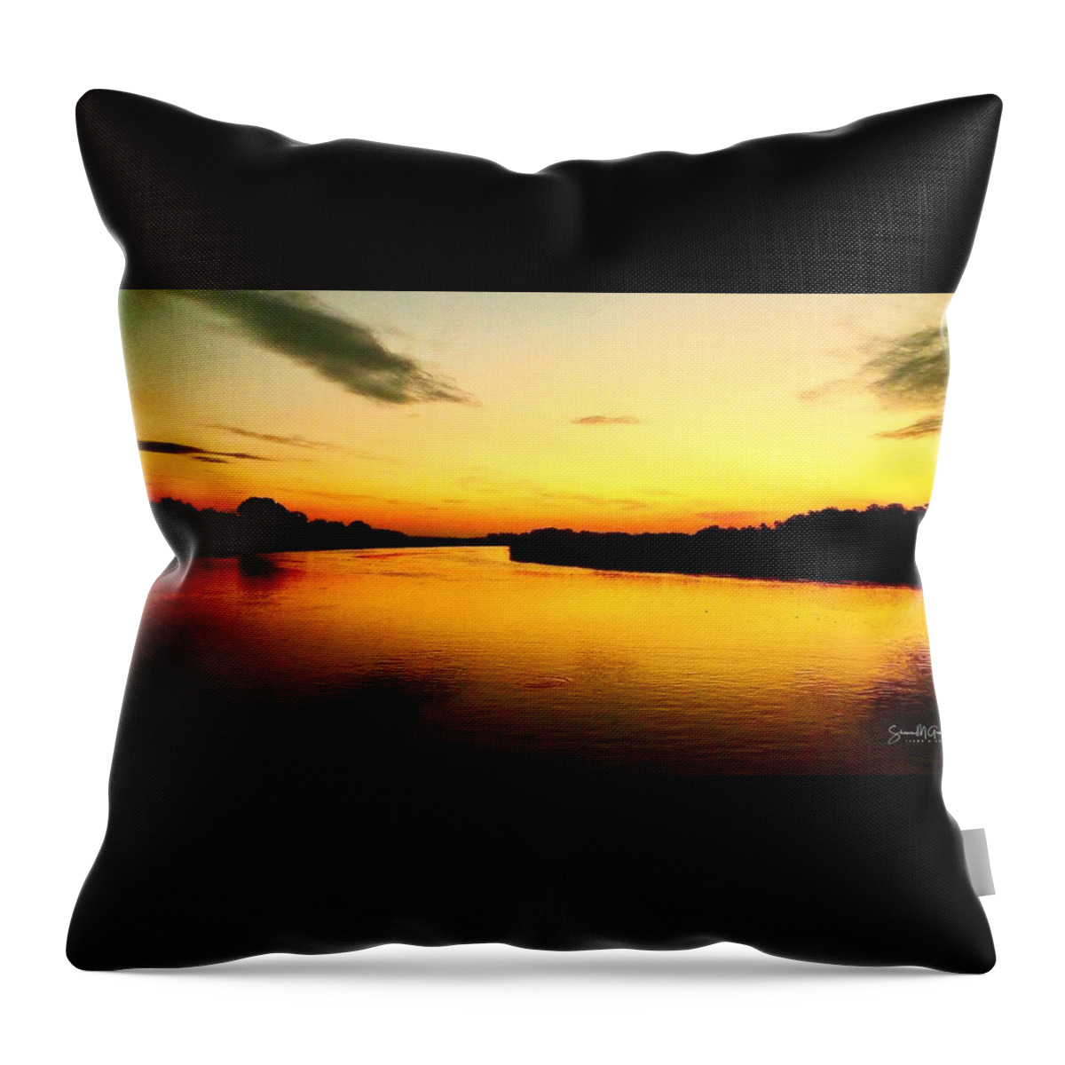 Water Throw Pillow featuring the photograph The Golden Reflection by Shawn M Greener