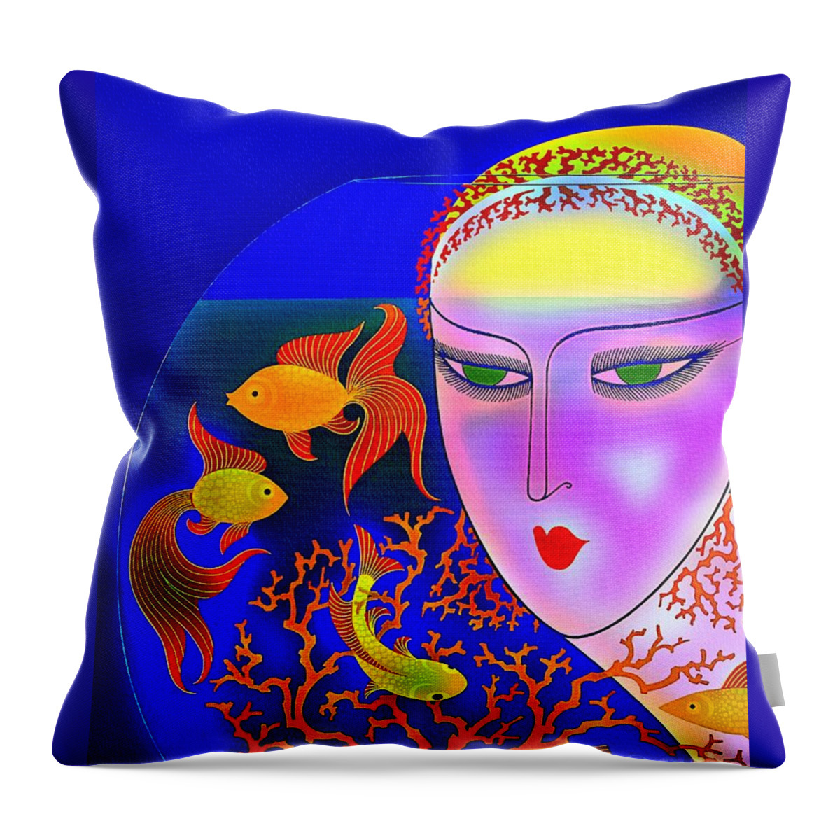 Art Deco Throw Pillow featuring the painting The Goldfish Bowl - Vintage 1920s by Ian Gledhill