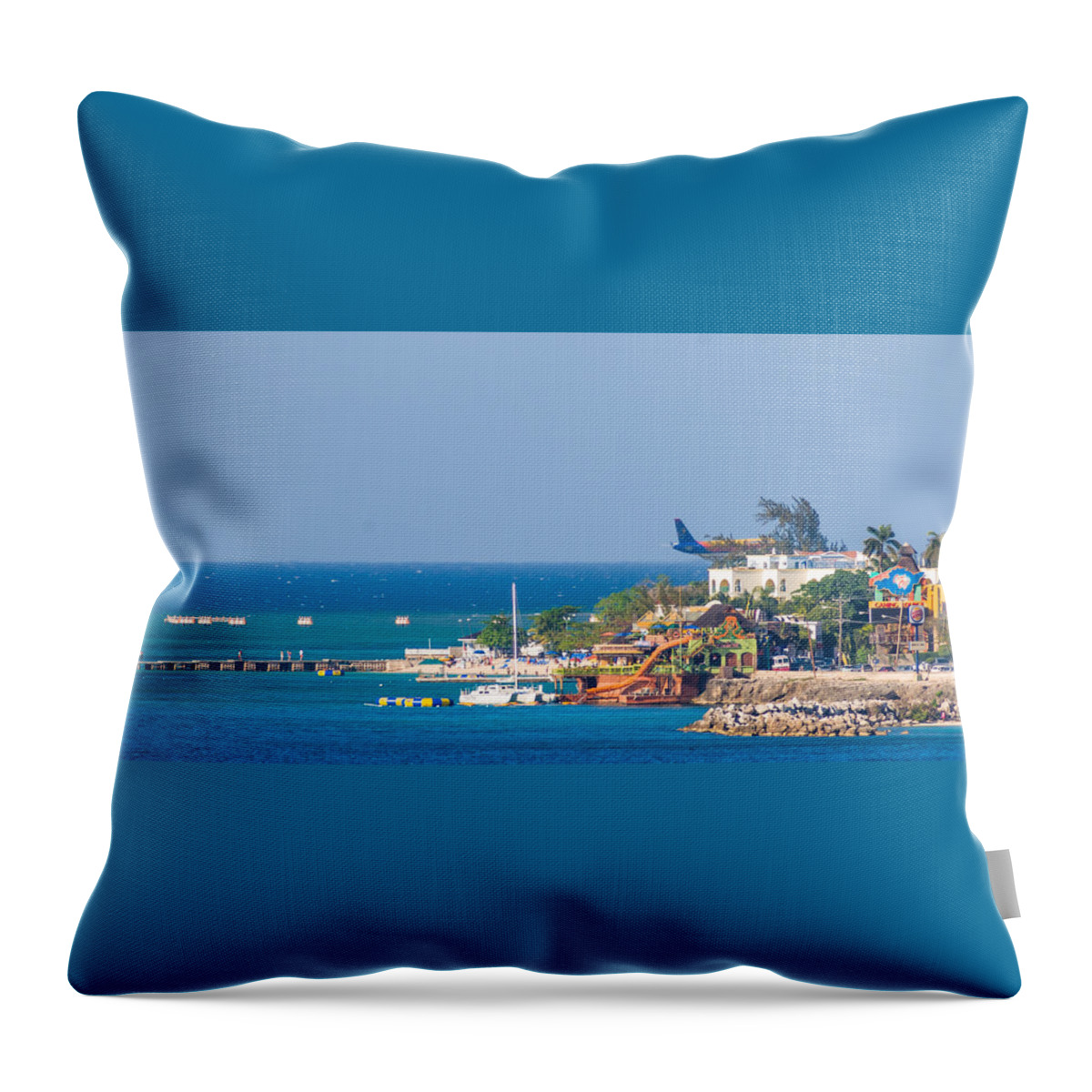 Jamaica Throw Pillow featuring the photograph Landing at Jamaica's Montego Bay by Charles McCleanon