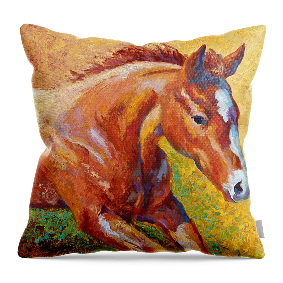 Horses Throw Pillow featuring the painting The Good Life by Marion Rose