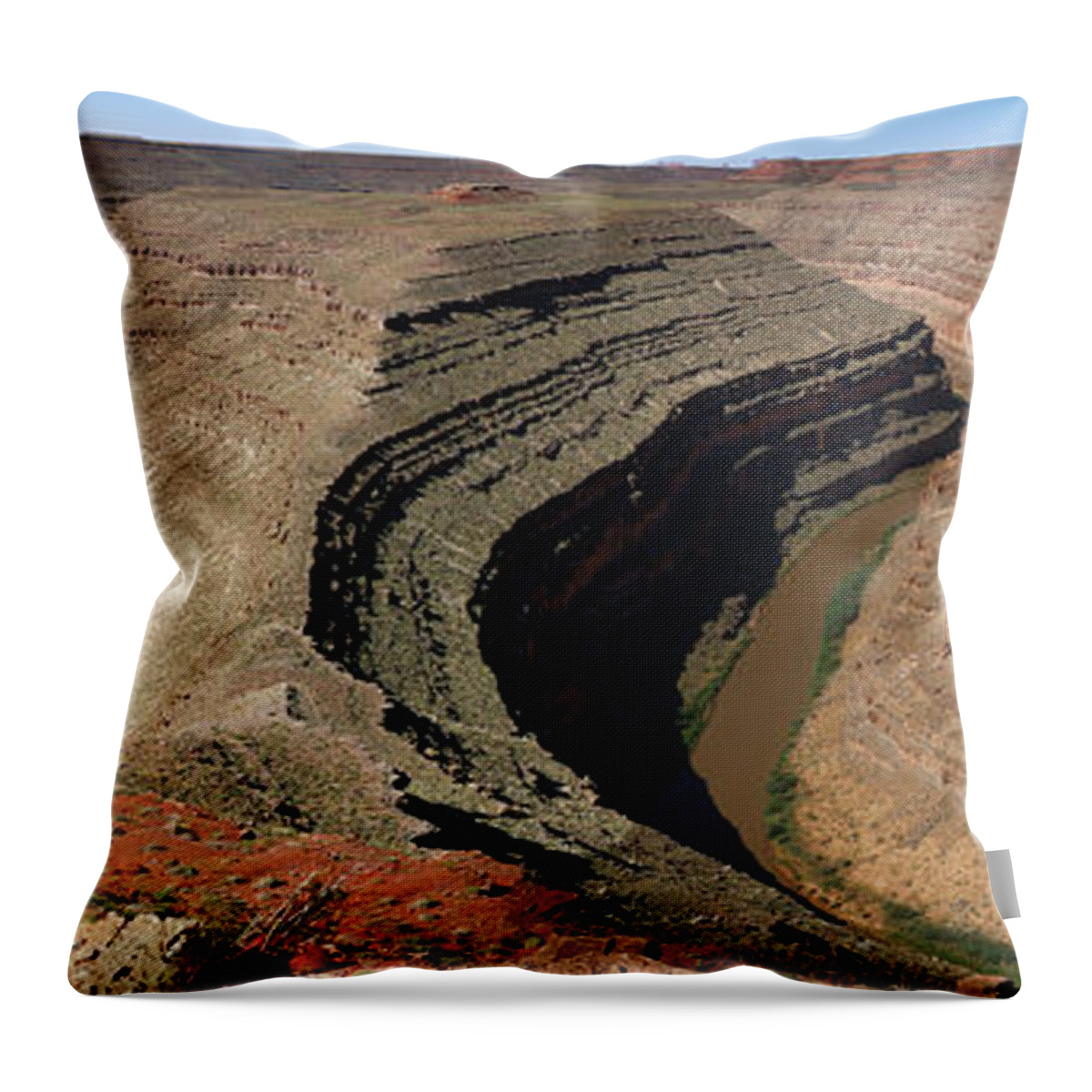  Goosenecks Throw Pillow featuring the photograph The Goosnecks - A Meander Of The San Juan River by Christiane Schulze Art And Photography