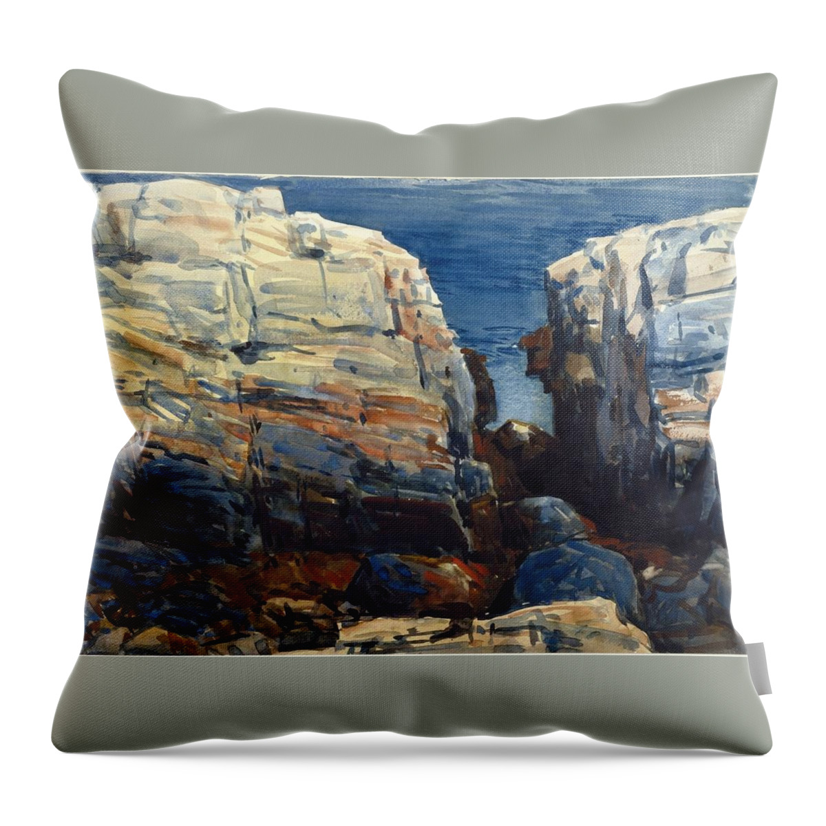 Frederick Childe Hassam (american Throw Pillow featuring the painting The Gorge Appledore by MotionAge Designs