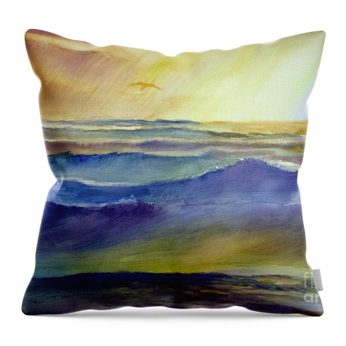 Sea Throw Pillow featuring the painting The Great Sea by Allison Ashton