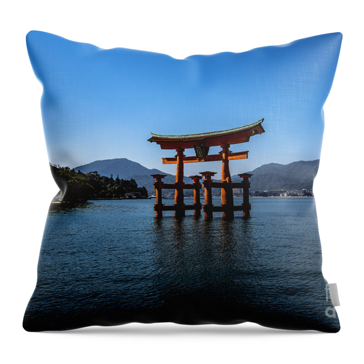 Landscape Throw Pillow featuring the photograph The Great Torii by Pravine Chester