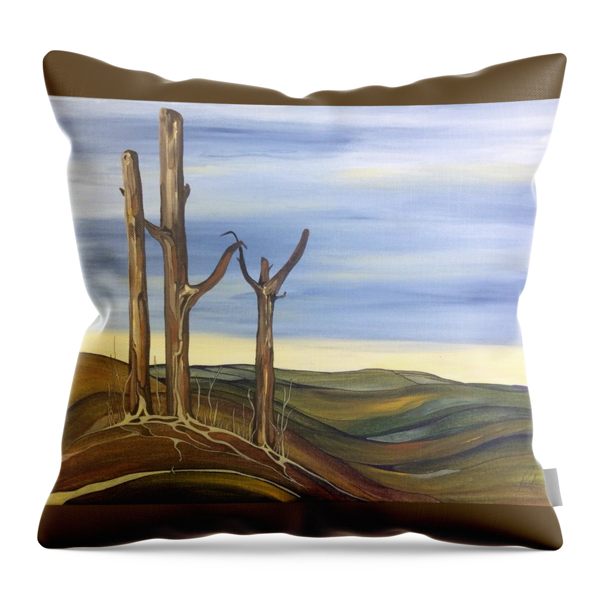 Guardians Throw Pillow featuring the painting The guardians by Pat Purdy