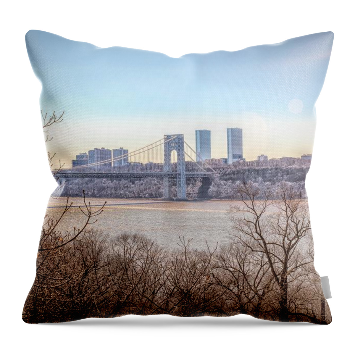 George Washington Bridge Throw Pillow featuring the photograph The GWB by Alison Frank