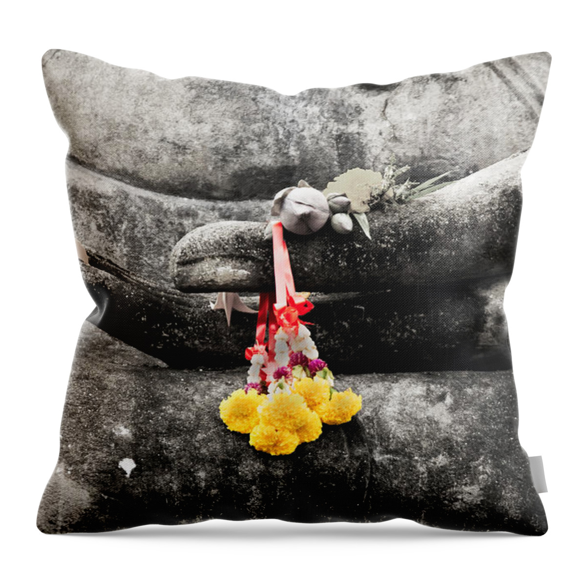 Buddha Throw Pillow featuring the photograph The Hand of Buddha by Adrian Evans