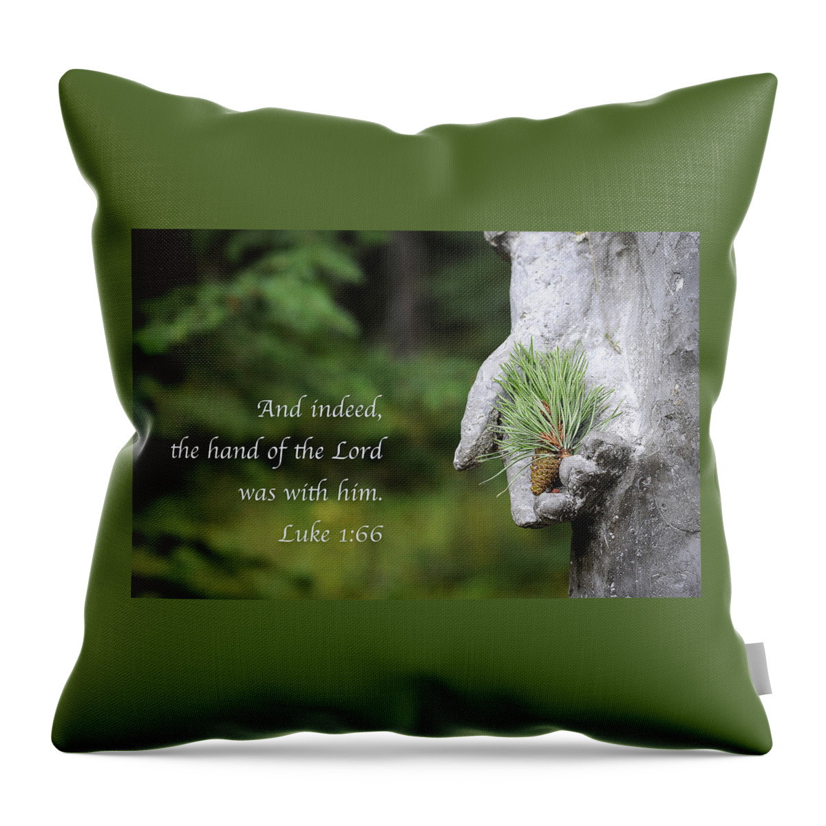 Quote Throw Pillow featuring the photograph The Hand of the Lord by Mary Lee Dereske