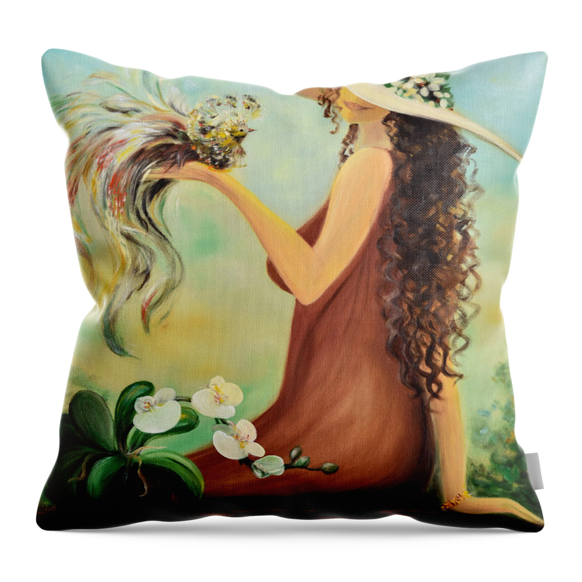 Figure Throw Pillow featuring the painting The Hand That Doesn't Grasp by Gina De Gorna