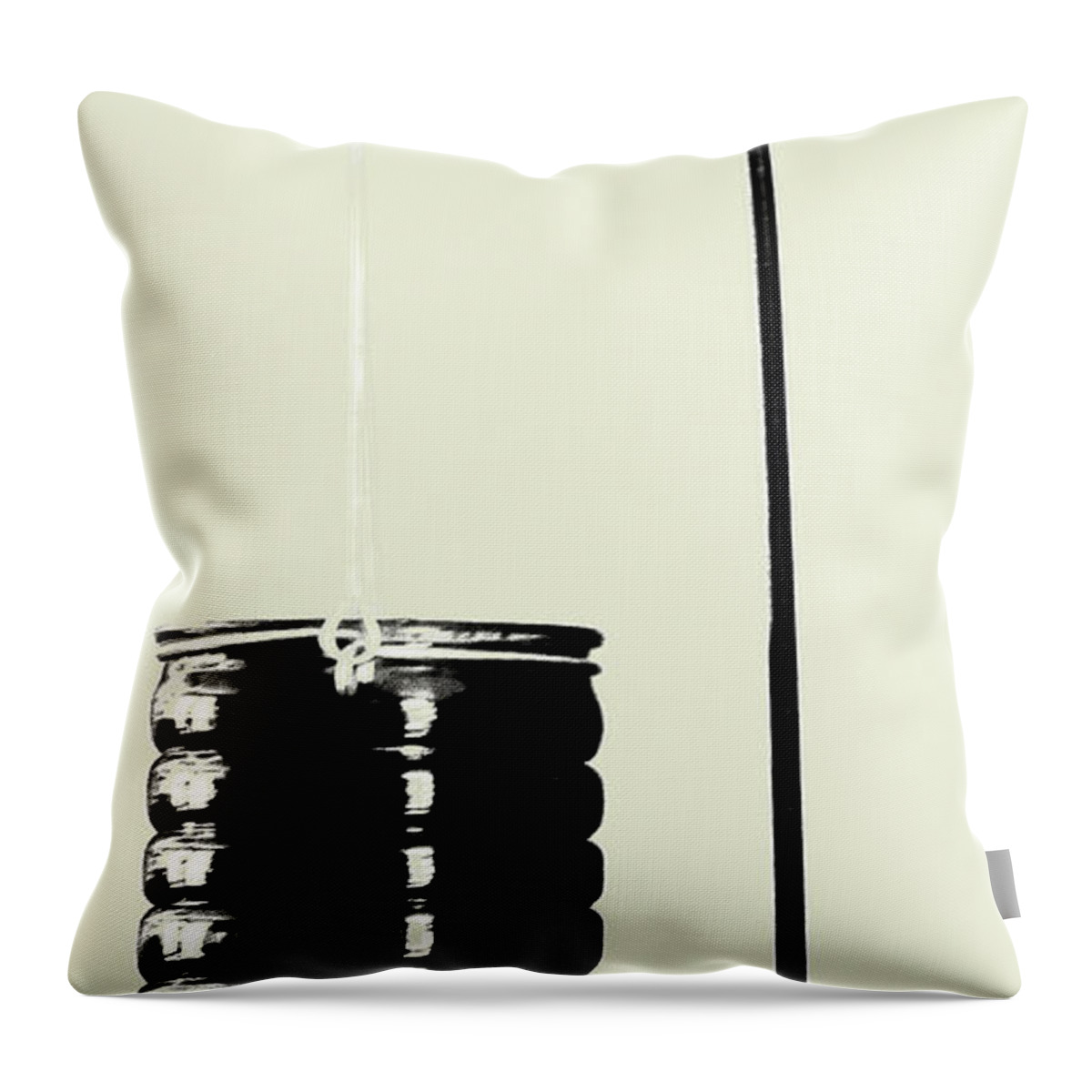Black And White Throw Pillow featuring the photograph The hanging bucket by Patrick Kain